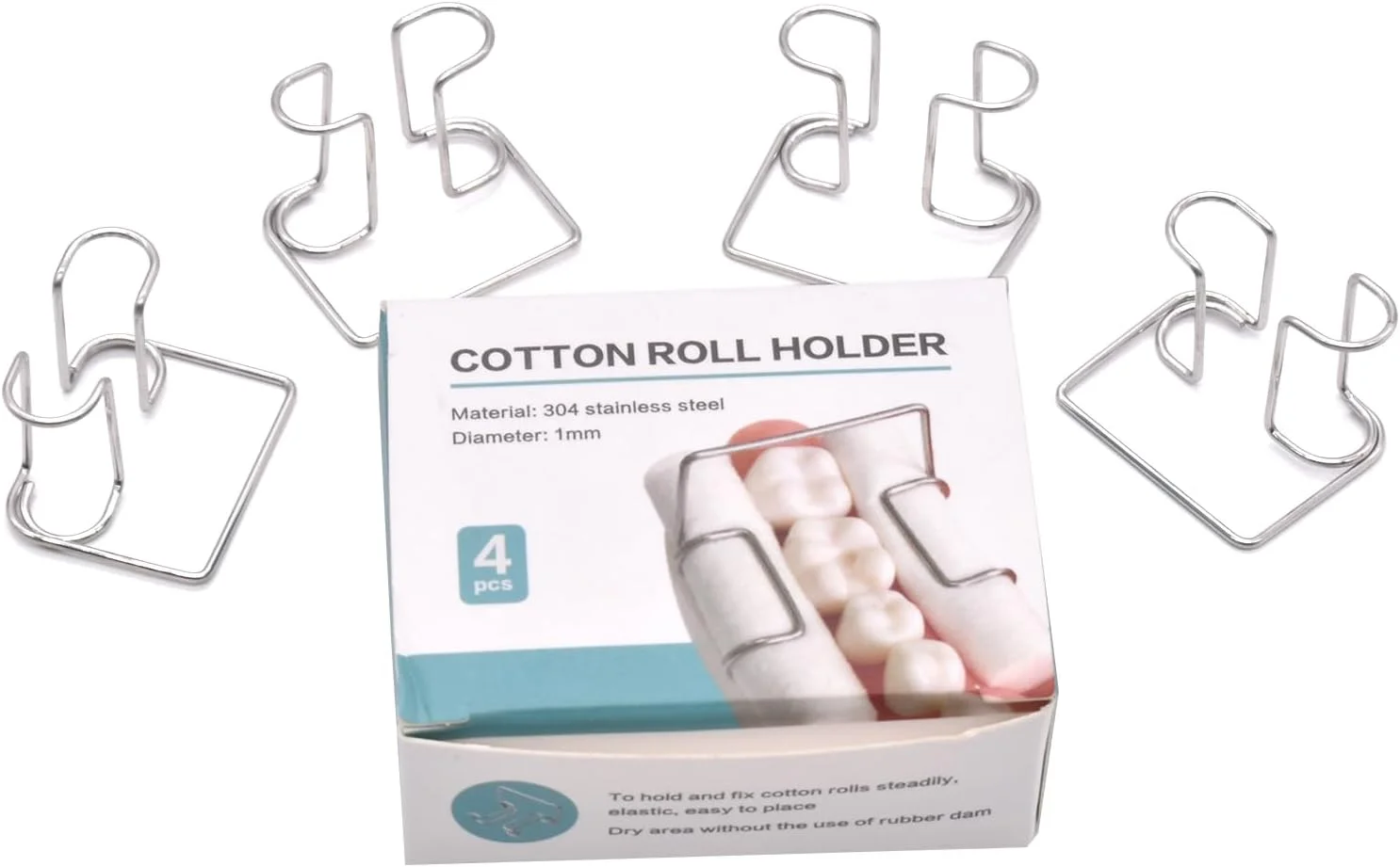 نگهدارنده رول پنبه آنژلی، 4 عددی، گیره رول پنبه استیل ضد زنگ اتوکلاو شونده، برای آزمایشگاه دندانپزشکی یا کلینیک دندانپزشکی