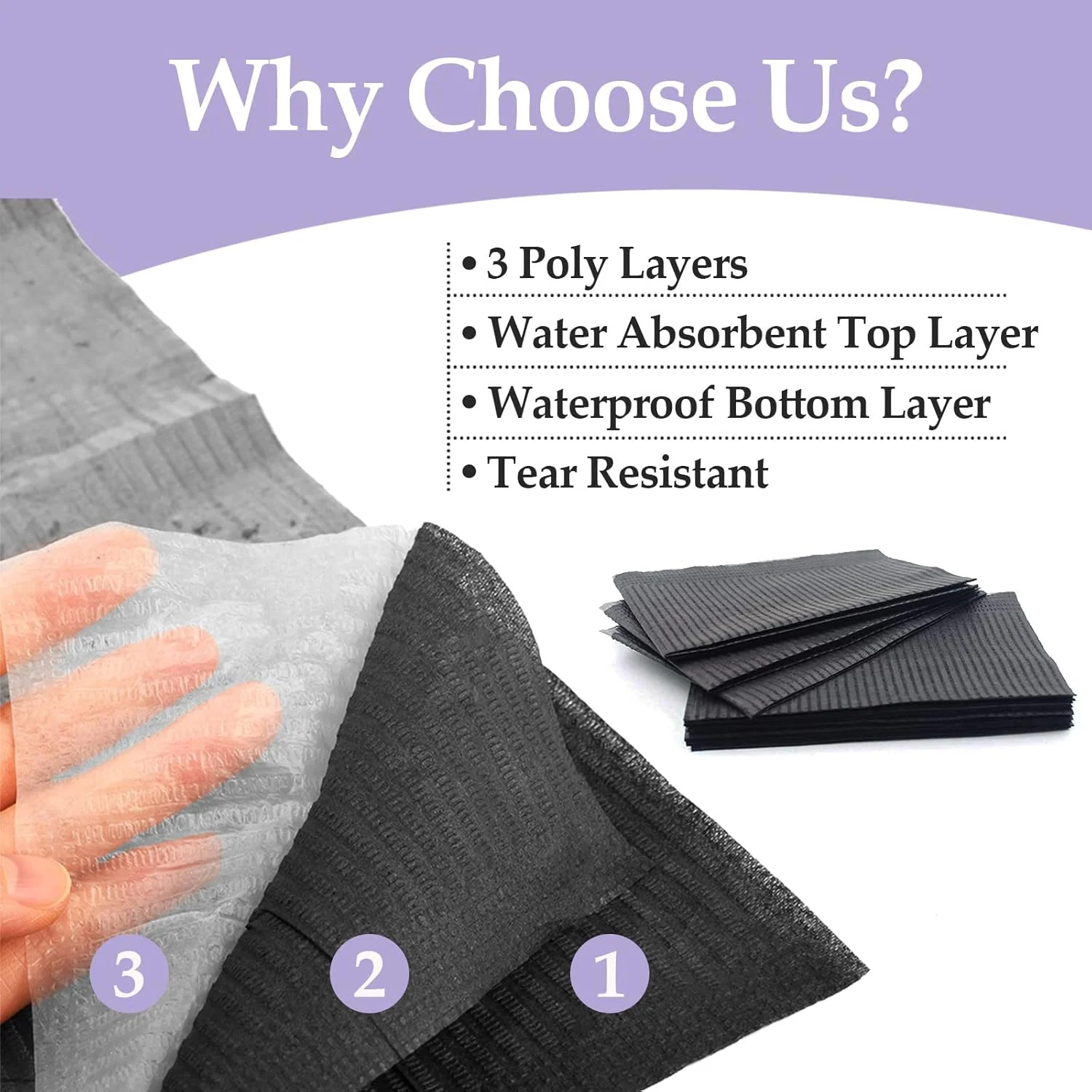 پیشبند یکبار مصرف دندانپزشکی Usiriy مشکی و آبی، پیشبند تاتو، روکش میز تاتو