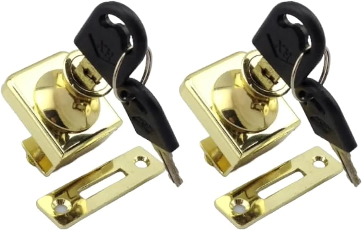 ROBUSTLINE Armstrong Glass Cabinet Door Lock for 5mm-6mm Glass - (407/5) (2, Brass Plated)