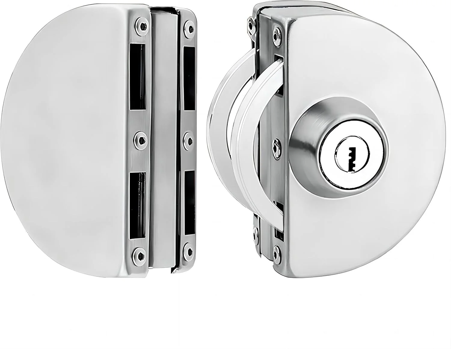 قفل درب شیشه ای استیل Qrity، قفل درب شیشه ای دوجداره، درب کشویی شیشه ای با 3 کلید مسی برای فروشگاه و دفتر، قابلیت قفل شدن از داخل