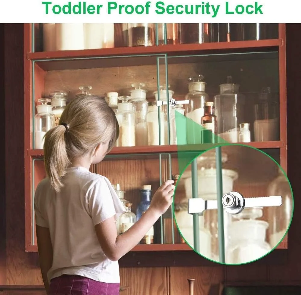 قفل کشویی دندانه اره ای 140 میلی متری RF، قفل درب کشویی کابینت شیشه ای و پنجره (2 عدد)