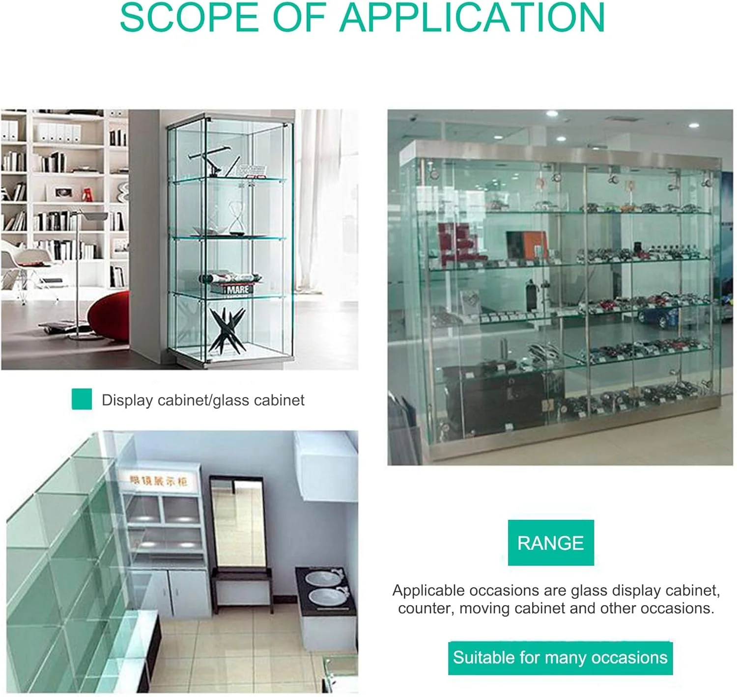 قفل کشویی دندانه اره ای 140 میلی متری RF، قفل درب کشویی کابینت شیشه ای و پنجره (2 عدد)