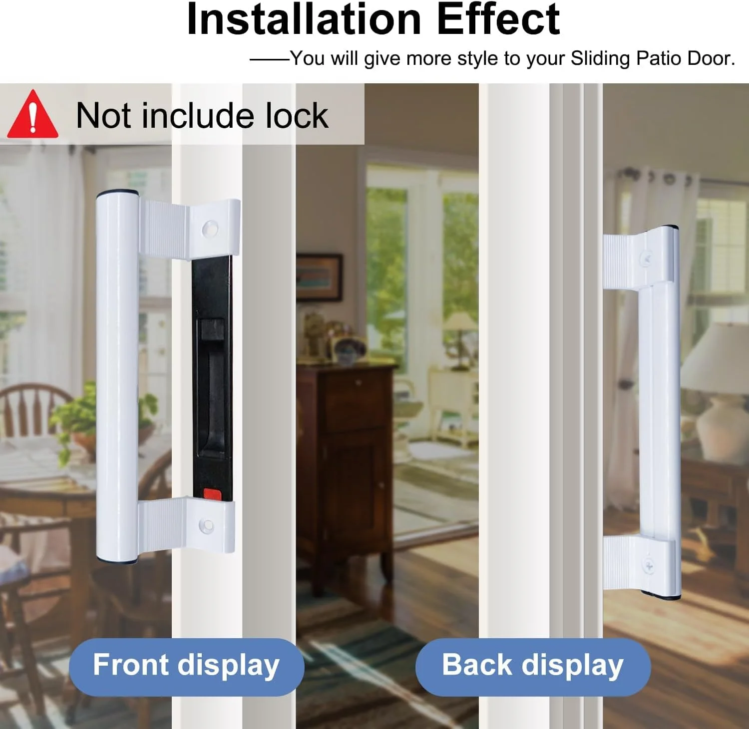 دستگیره درب کشویی PINKE، دستگیره درب شیشه ای کشویی آلومینیومی 8 اینچی، دستگیره درب پاسیو کشویی مناسب برای سوراخ های نصب 6-5/8 اینچی برای دستگیره درب قدیمی یا آسیب دیده - ایده آل برای درهای پاسیو و شیشه ای (سفید)