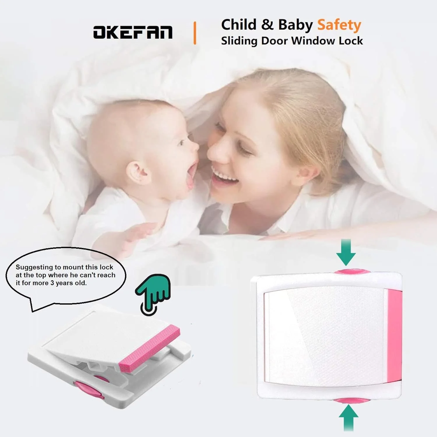 قفل کودک درب و پنجره شیشه ای کشویی 4 عددی، قفل پنجره کشویی ایمنی کودک، قفل چند منظوره ایمنی کودک برای درب های پاسیو، کمد، درب های کشویی و پنجره ها، بدون نیاز به ابزار حفاری (سبز)
