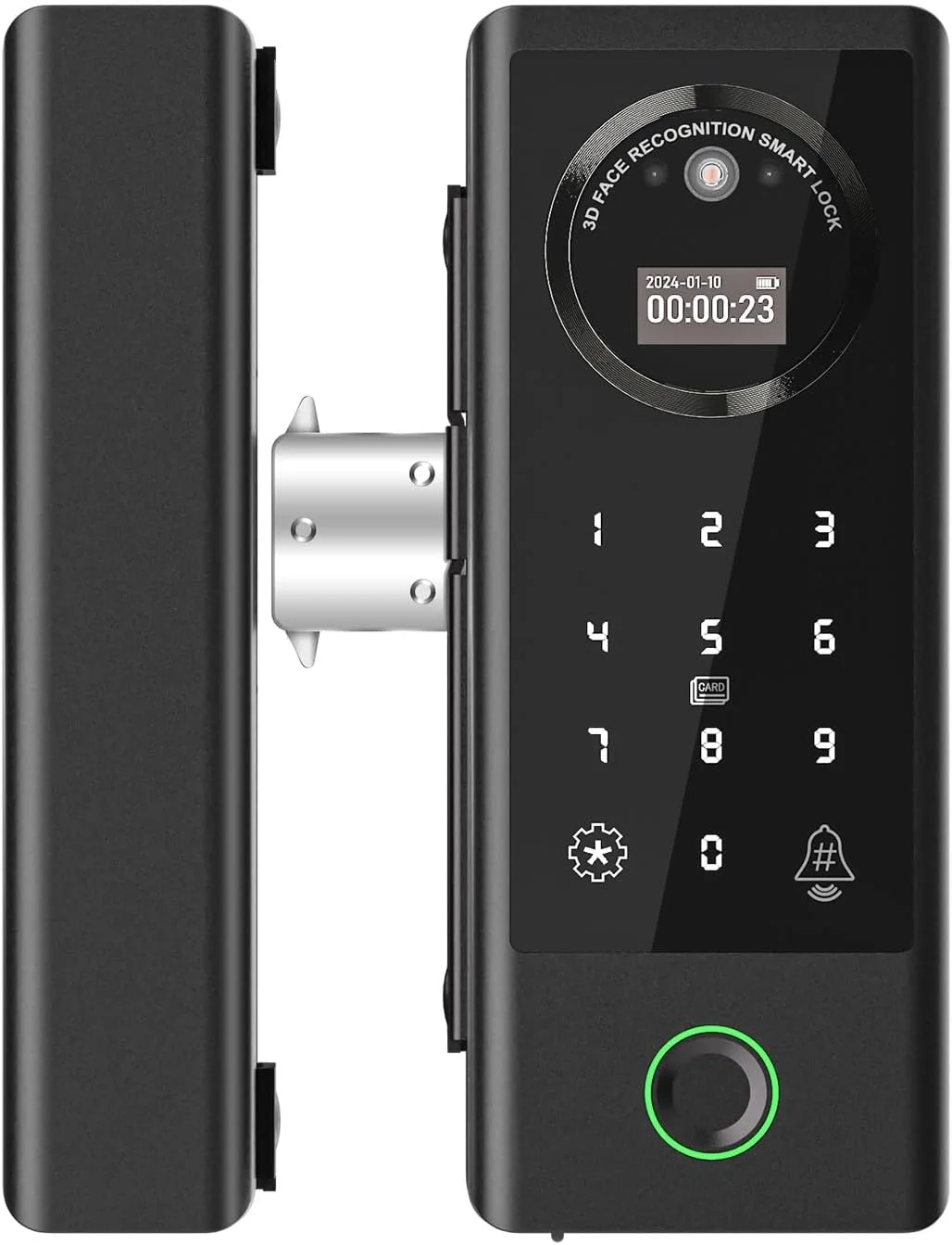 قفل هوشمند Swokely برای درب شیشه ای، باز کردن قفل از راه دور با WiFi، باز کردن قفل با اپلیکیشن TT، تشخیص چهره، اثر انگشت، رمز عبور، کارت IC، باتری قابل شارژ 2600mAh، قفل درب برای ضخامت 10-12 میلی متر، مناسب برای دفتر، خانه، اتاق خواب قفل هوشمند Swokely برای درب شیشه ای، باز کردن قفل از راه دور با WiFi، باز کردن قفل با اپلیکیشن TT، تشخیص چهره، اثر انگشت، رمز عبور، کارت IC، باتری قابل شارژ 2600mAh، قفل درب برای ضخامت 10-12 میلی متر، مناسب برای دفتر، خانه، اتاق خواب