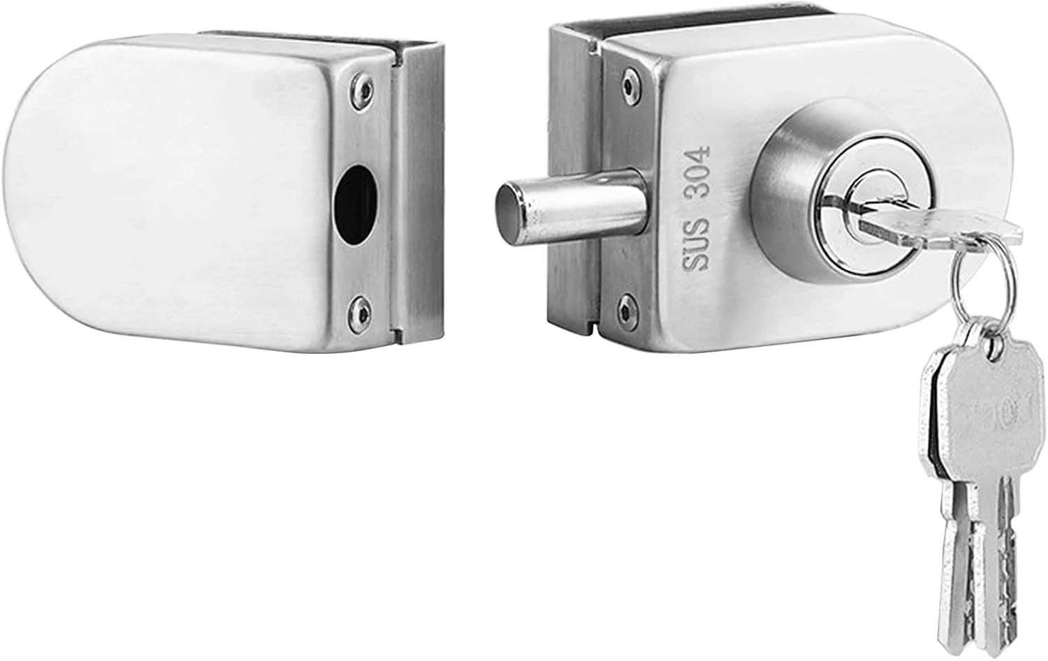 قفل درب شیشه ای مناسب برای شیشه های 1/2 اینچی، 10 تا 12 میلی متری، قفل درب شیشه ای، فولاد ضد زنگ، دو زبانه، مناسب برای درب های شیشه ای کشویی و چرخشی، کنترل دسترسی، مناسب برای درب شیشه ای دفاتر به همراه 3 کلید (102-B) قفل درب شیشه ای مناسب برای شیشه های 1/2 اینچی، 10 تا 12 میلی متری، قفل درب شیشه ای، فولاد ضد زنگ، دو زبانه، مناسب برای درب های شیشه ای کشویی و چرخشی، کنترل دسترسی، مناسب برای درب شیشه ای دفاتر به همراه 3 کلید (102-B)