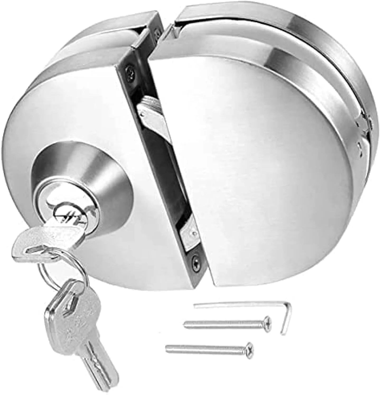 قفل درب شیشه ای گرد یو 304 استیل ضد زنگ، مناسب منزل، تجاری، فلزی بادوام کروم 10-12 میلی متر، قفل ضد سرقت درب شیشه ای بدون نیاز به سوراخکاری، قفل درب کشویی لولایی دو طرفه بدون قاب، همراه با 3 کلید قفل درب شیشه ای گرد یو 304 استیل ضد زنگ، مناسب منزل، تجاری، فلزی بادوام کروم 10-12 میلی متر، قفل ضد سرقت درب شیشه ای بدون نیاز به سوراخکاری، قفل درب کشویی لولایی دو طرفه بدون قاب، همراه با 3 کلید