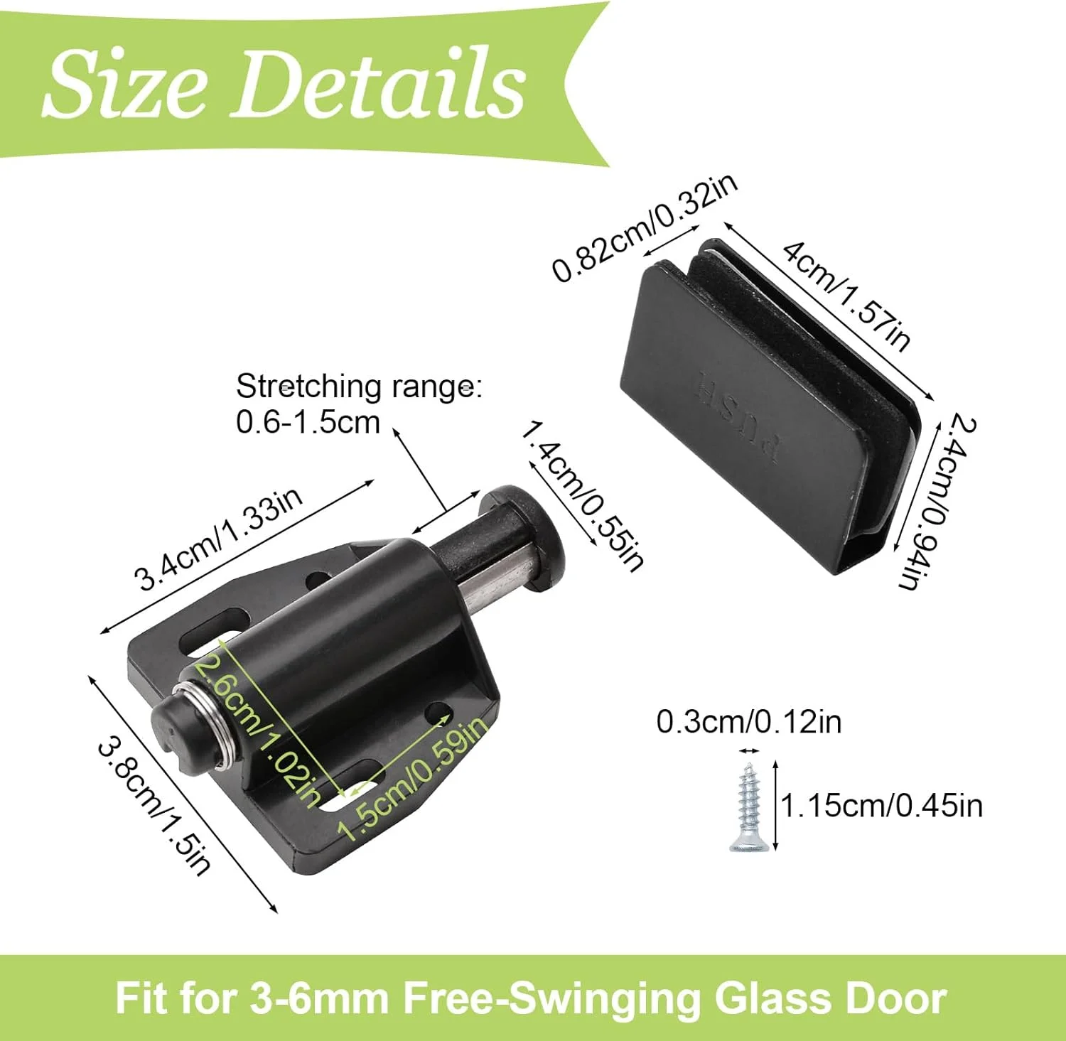 UFURMATE بسته 8 عددی قفل مگنتی درب شیشه ای، قفل فشاری بازشو درب شیشه ای تکی با گیره کابینت قابل تنظیم، مناسب برای درب شیشه ای آزاد چرخان 3-6 میلی متری (مشکی) UFURMATE بسته 8 عددی قفل مگنتی درب شیشه ای، قفل فشاری بازشو درب شیشه ای تکی با گیره کابینت قابل تنظیم، مناسب برای درب شیشه ای آزاد چرخان 3-6 میلی متری (مشکی)