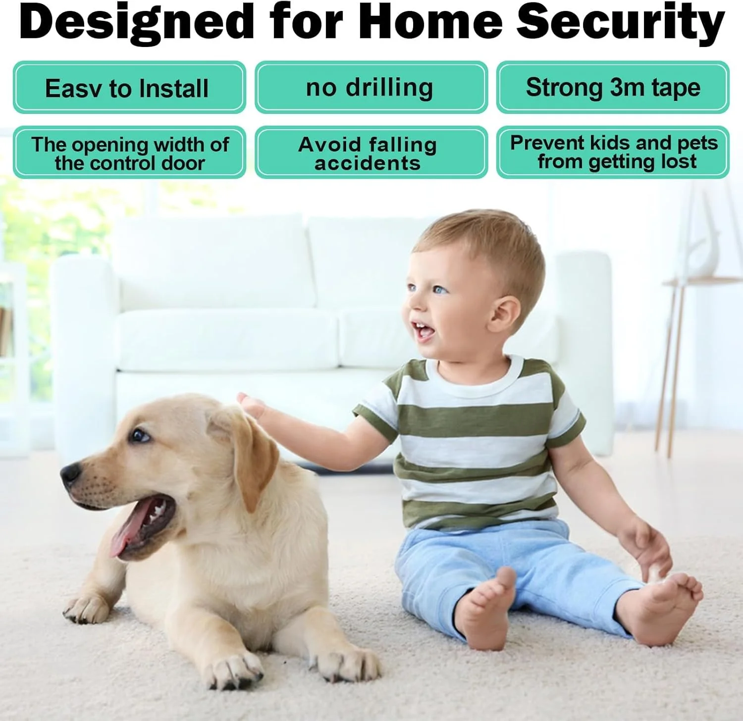 قفل درب کشویی Tazweeq، بسته 2 عددی، قفل درب شیشه ای کشویی ایمنی کودک، امنیت بیشتر را فراهم می کند، برای نوزاد و حیوانات خانگی شما، برای درب های شیشه ای کشویی، پنجره های کشویی، کمد کشویی، سفید