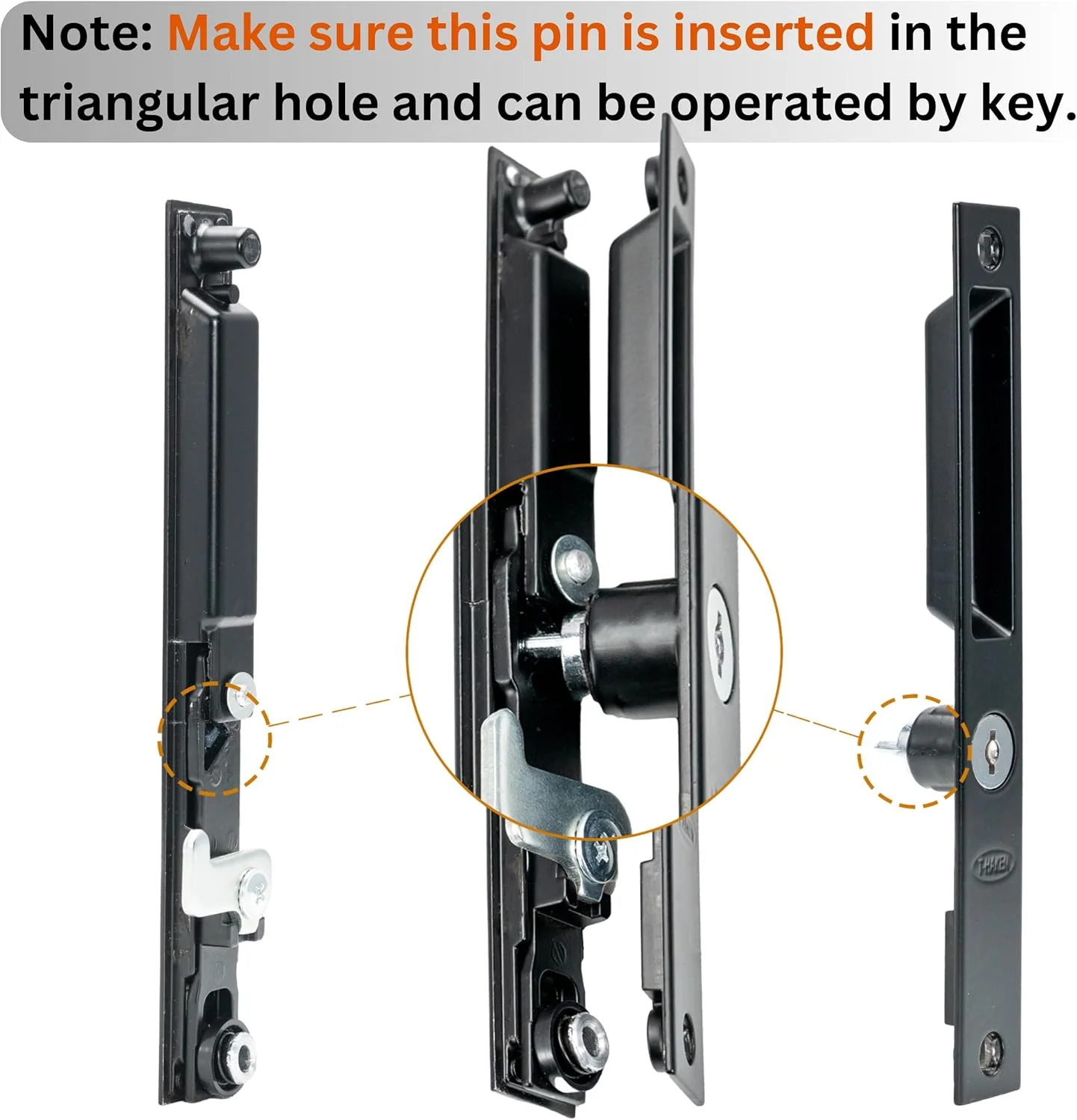 T-HAKEN Sliding Glass Door Set, 6-5/8", Black - Patio Door Handle Replacement Thick Used on Both Left and Right-Handed. (Keyed)