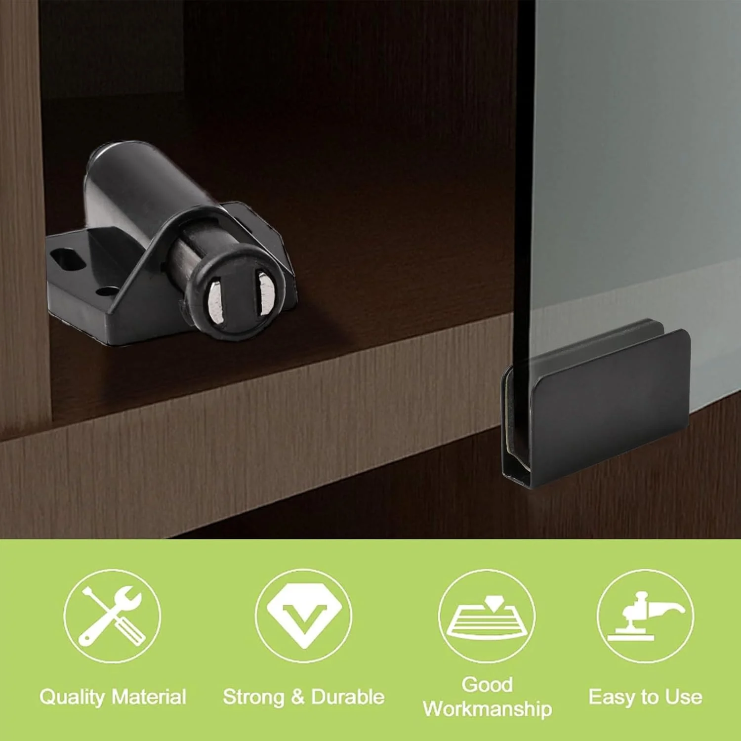 UFURMATE بسته 8 عددی قفل مگنتی درب شیشه ای، قفل فشاری بازشو درب شیشه ای تکی با گیره کابینت قابل تنظیم، مناسب برای درب شیشه ای آزاد چرخان 3-6 میلی متری (مشکی) UFURMATE بسته 8 عددی قفل مگنتی درب شیشه ای، قفل فشاری بازشو درب شیشه ای تکی با گیره کابینت قابل تنظیم، مناسب برای درب شیشه ای آزاد چرخان 3-6 میلی متری (مشکی)