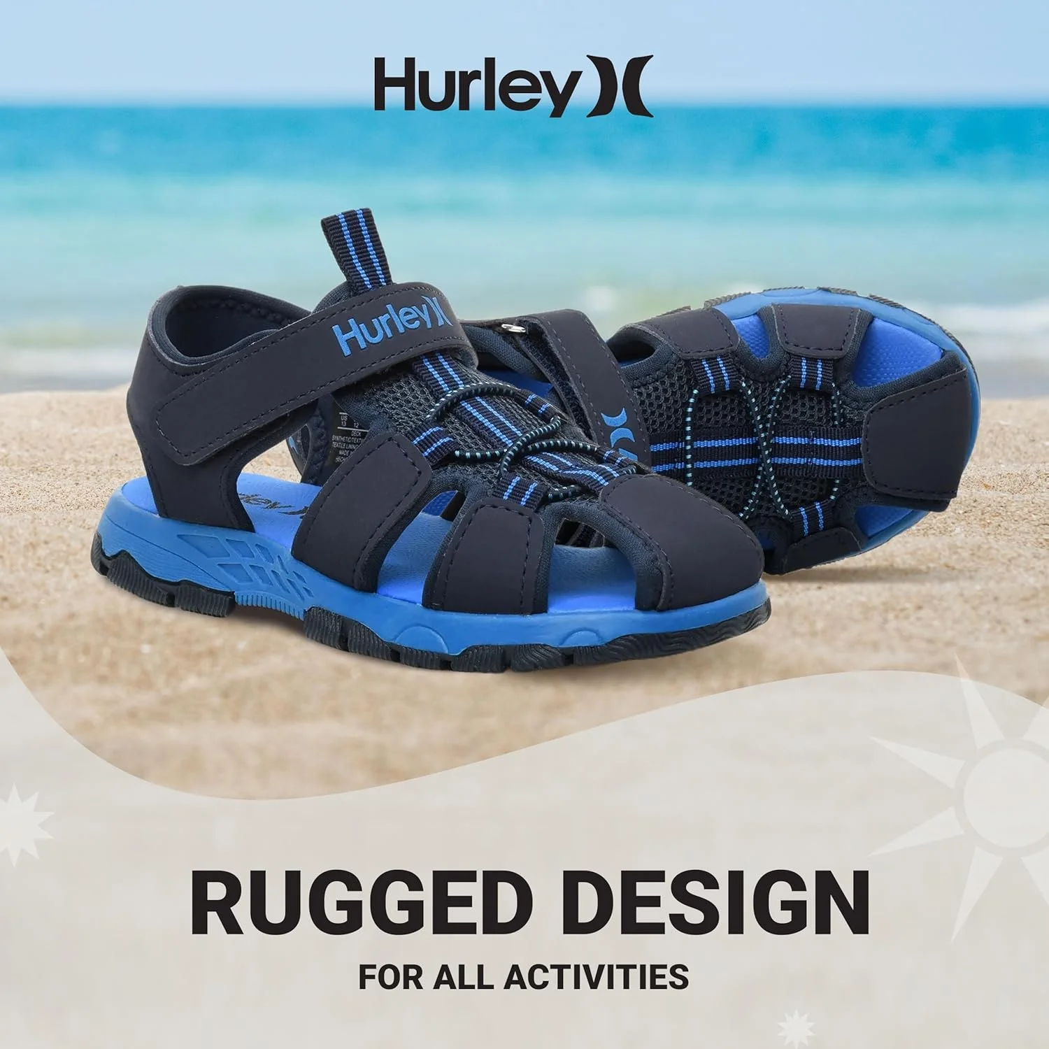 صندل های آبی نیمه جلوبسته بچه گانه Hurley - بند قابل تنظیم، صندل های فضای باز با قابلیت خشک شدن سریع برای بچه های کوچک و بزرگ - زیره سبک وزن، بادوام و ضد لغزش صندل های آبی نیمه جلوبسته بچه گانه Hurley - بند قابل تنظیم، صندل های فضای باز با قابلیت خشک شدن سریع برای بچه های کوچک و بزرگ - زیره سبک وزن، بادوام و ضد لغزش