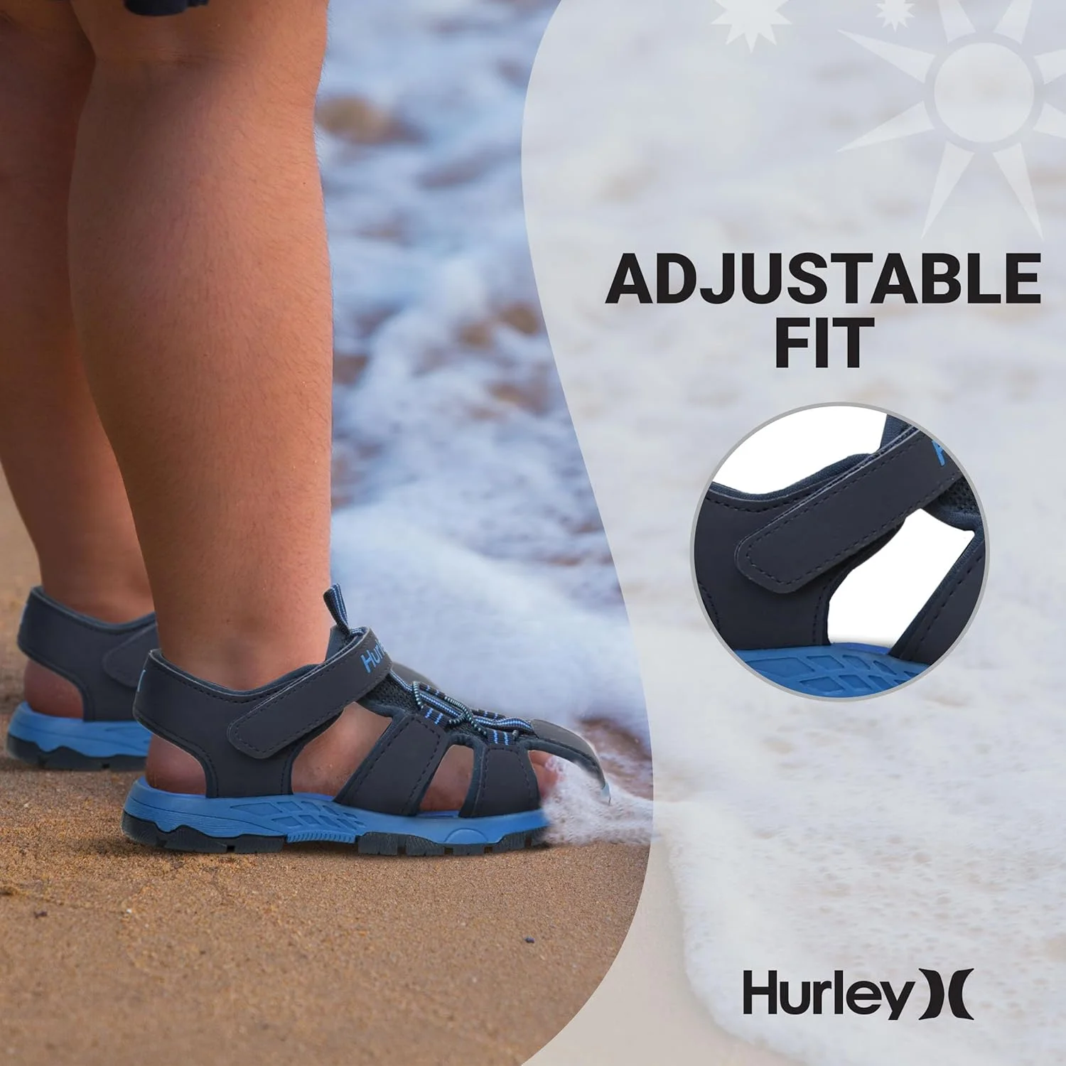 صندل های آبی نیمه جلوبسته بچه گانه Hurley - بند قابل تنظیم، صندل های فضای باز با قابلیت خشک شدن سریع برای بچه های کوچک و بزرگ - زیره سبک وزن، بادوام و ضد لغزش صندل های آبی نیمه جلوبسته بچه گانه Hurley - بند قابل تنظیم، صندل های فضای باز با قابلیت خشک شدن سریع برای بچه های کوچک و بزرگ - زیره سبک وزن، بادوام و ضد لغزش