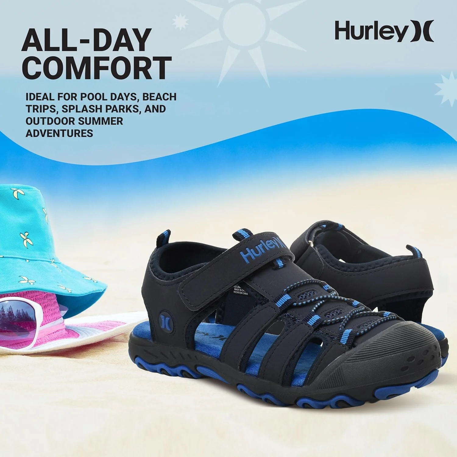 صندل ورزشی آبنوردی بچگانه Hurley با پنجه بسته، اسپرت و بادوام، مناسب برای کودکان نوپا، کودکان کوچک و کودکان بزرگ، عالی برای تمام فعالیتهای فضای باز صندل ورزشی آبنوردی بچگانه Hurley با پنجه بسته، اسپرت و بادوام، مناسب برای کودکان نوپا، کودکان کوچک و کودکان بزرگ، عالی برای تمام فعالیتهای فضای باز