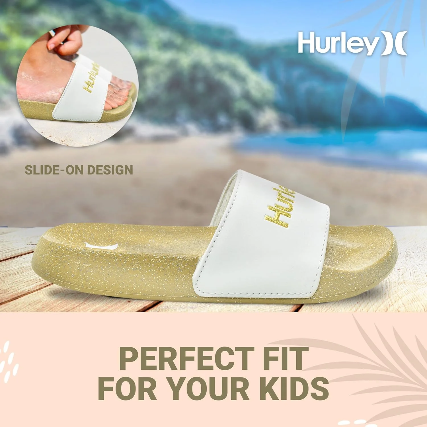 صندل اسلاید بچه گانه Hurley Naia - اسلیپرهای راحت و مناسب فصل تابستان برای استفاده دختران و پسران - کفی EVA مناسب برای ساحل، استخر و دوش صندل اسلاید بچه گانه Hurley Naia - اسلیپرهای راحت و مناسب فصل تابستان برای استفاده دختران و پسران - کفی EVA مناسب برای ساحل، استخر و دوش