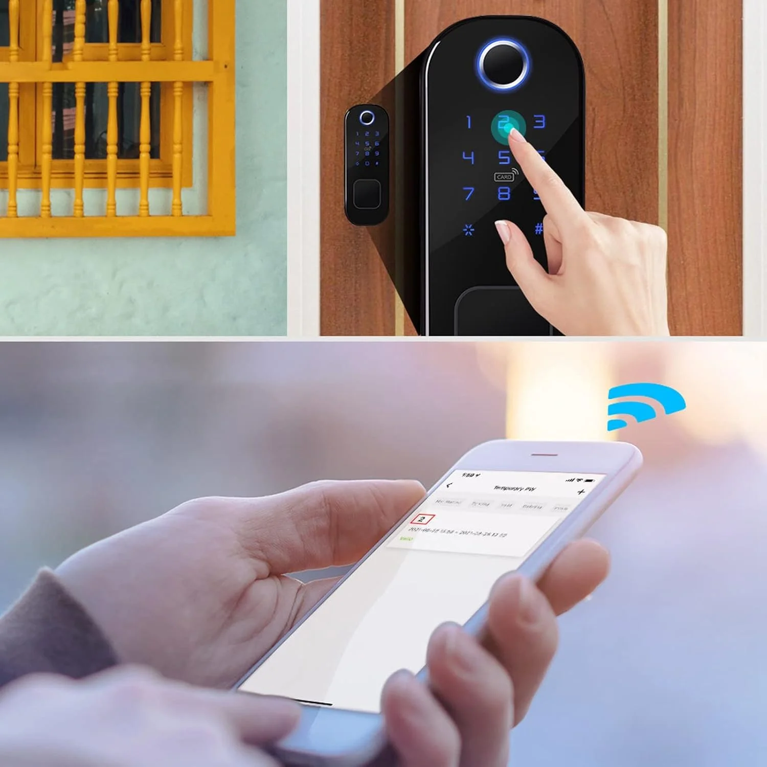 قفل هوشمند وای فای، قفل درب اثر انگشتی هوشمند وای فای، قفل دیجیتال الکترونیکی کنترل از راه دور اثر انگشت کارت رمز عبور قفل امنیت خانه برای Tuya