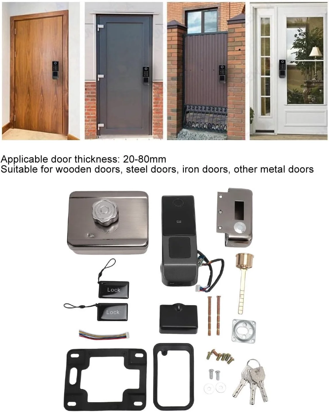 قفل درب هوشمند Depisuta، 5 در 1 اثر انگشت، ورود بدون کلید با دستگیره، کنترل برنامه، الکترونیکی دیجیتال بیومتریک برای درب ورودی، ضد آب IP67، برای استفاده در ویلاهای مسکونی