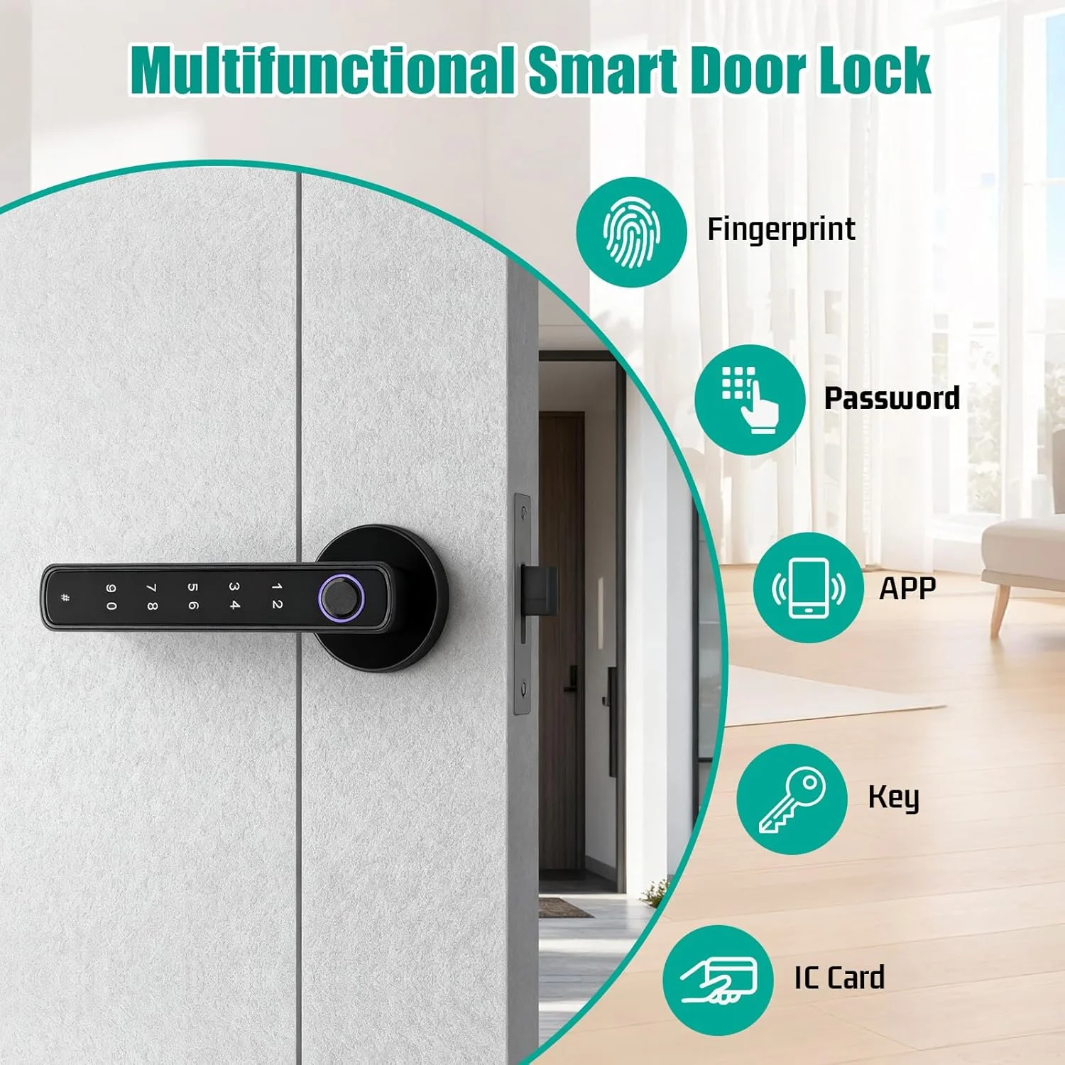 قفل درب هوشمند، قفل اثر انگشتی درب ورودی، قفل دستگیره دیجیتال با پخش صدا، باز کردن قفل با برنامه، دو کلید، مناسب برای اتاق خواب، دفتر، هتل قفل درب هوشمند، قفل اثر انگشتی درب ورودی، قفل دستگیره دیجیتال با پخش صدا، باز کردن قفل با برنامه، دو کلید، مناسب برای اتاق خواب، دفتر، هتل