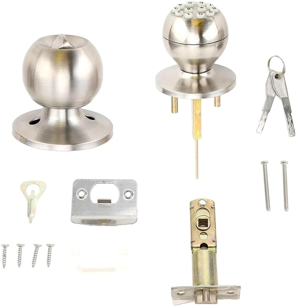 قفل دستگیره دیجیتال درب، طراحی گرد توپی، قطر 80 میلی متر، صفحه کلید با 45 کاربر، ضخامت درب 35-55 میلی متر