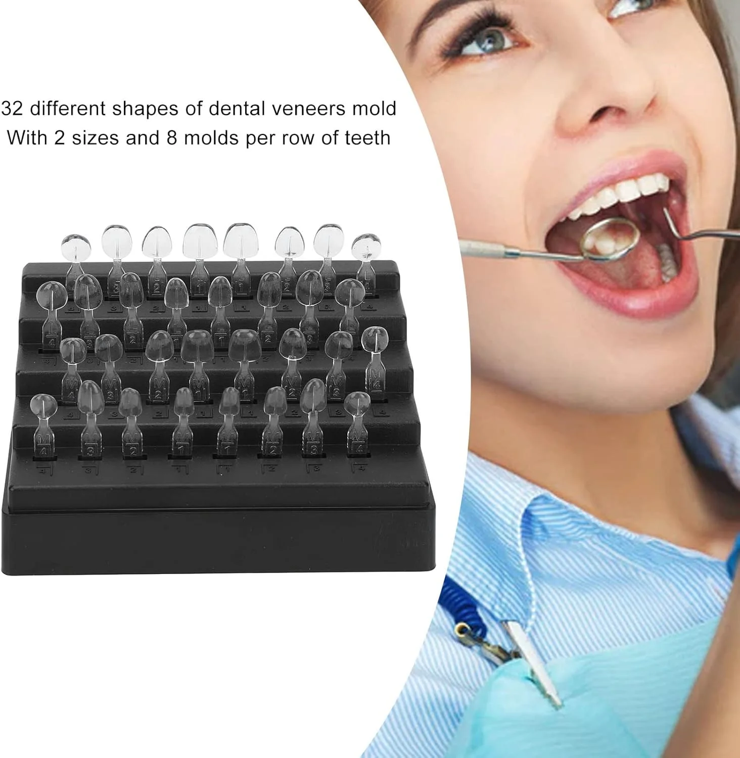 قالب رزین کامپوزیت دندان 32 عددی، مجموعه قالب ونیر رزینی دندان های جلو و عقب، قالب کامپوزیت ونیر دندان برای لایت کیور ونیرهای دندانی