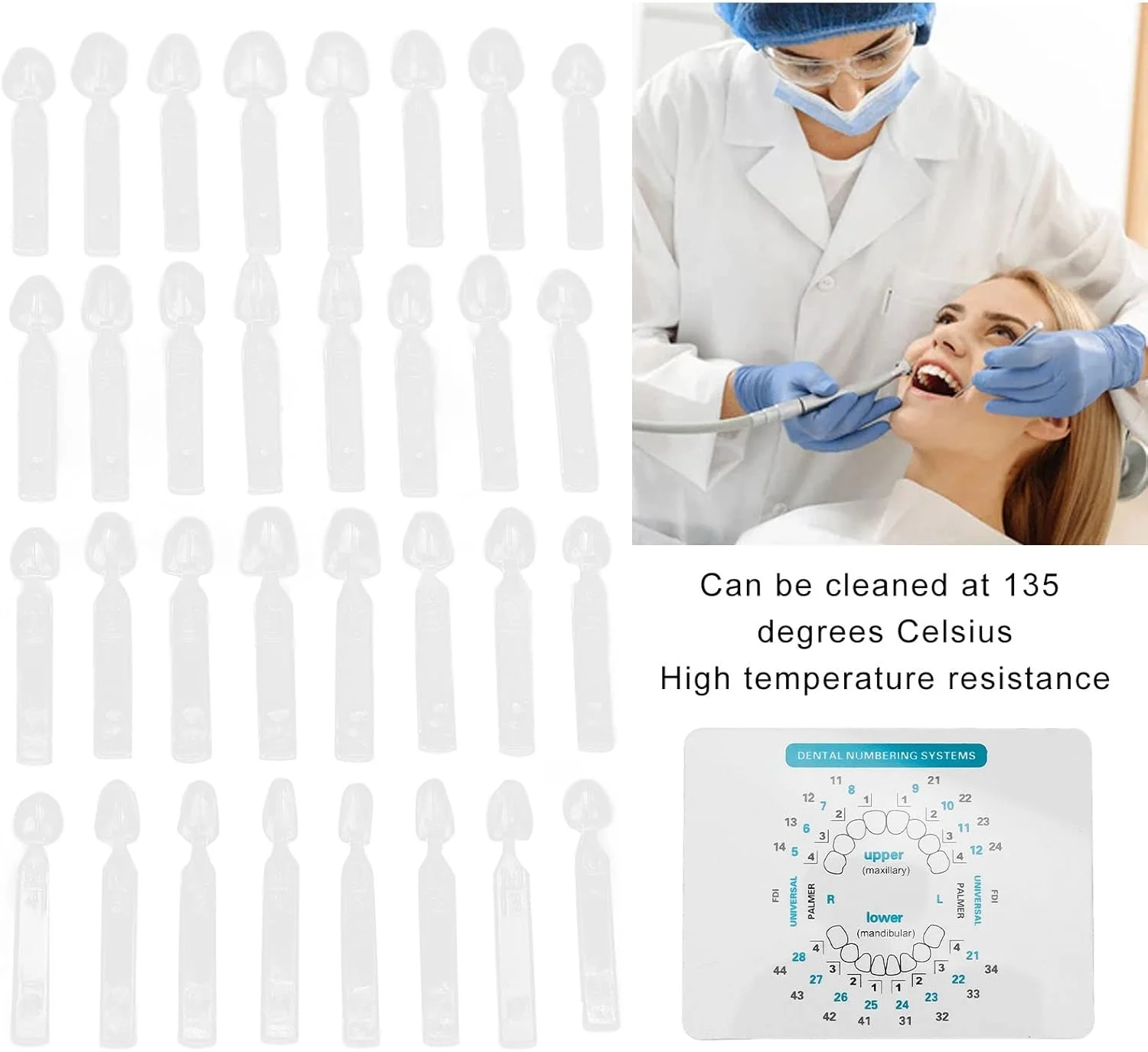 قالب رزین کامپوزیت دندان 32 عددی، مجموعه قالب ونیر رزینی دندان های جلو و عقب، قالب کامپوزیت ونیر دندان برای لایت کیور ونیرهای دندانی