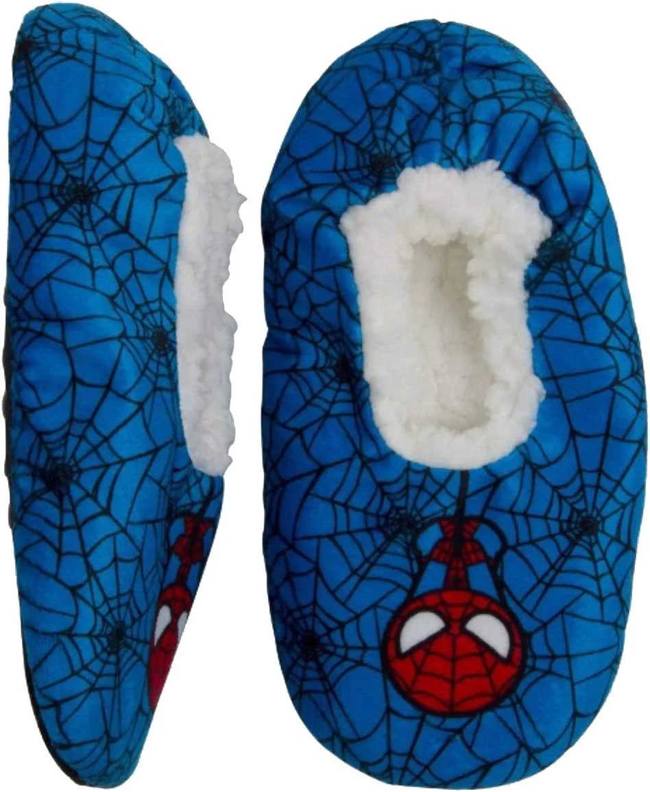 Disney Collection Toddler Boys Marvel Spider-Man Fuzzy Babba Slippers - Blue - (4T-5T)