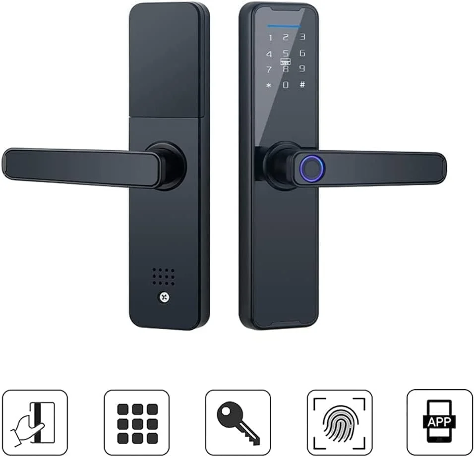 قفل درب اثر انگشتی الکترونیکی، باز کردن قفل با اثر انگشت، کد، کارت، کلید. قفل دستگیره دیجیتال هوشمند برای Tuya (مورتز 4585) قفل درب اثر انگشتی الکترونیکی، باز کردن قفل با اثر انگشت، کد، کارت، کلید. قفل دستگیره دیجیتال هوشمند برای Tuya (مورتز 4585)
