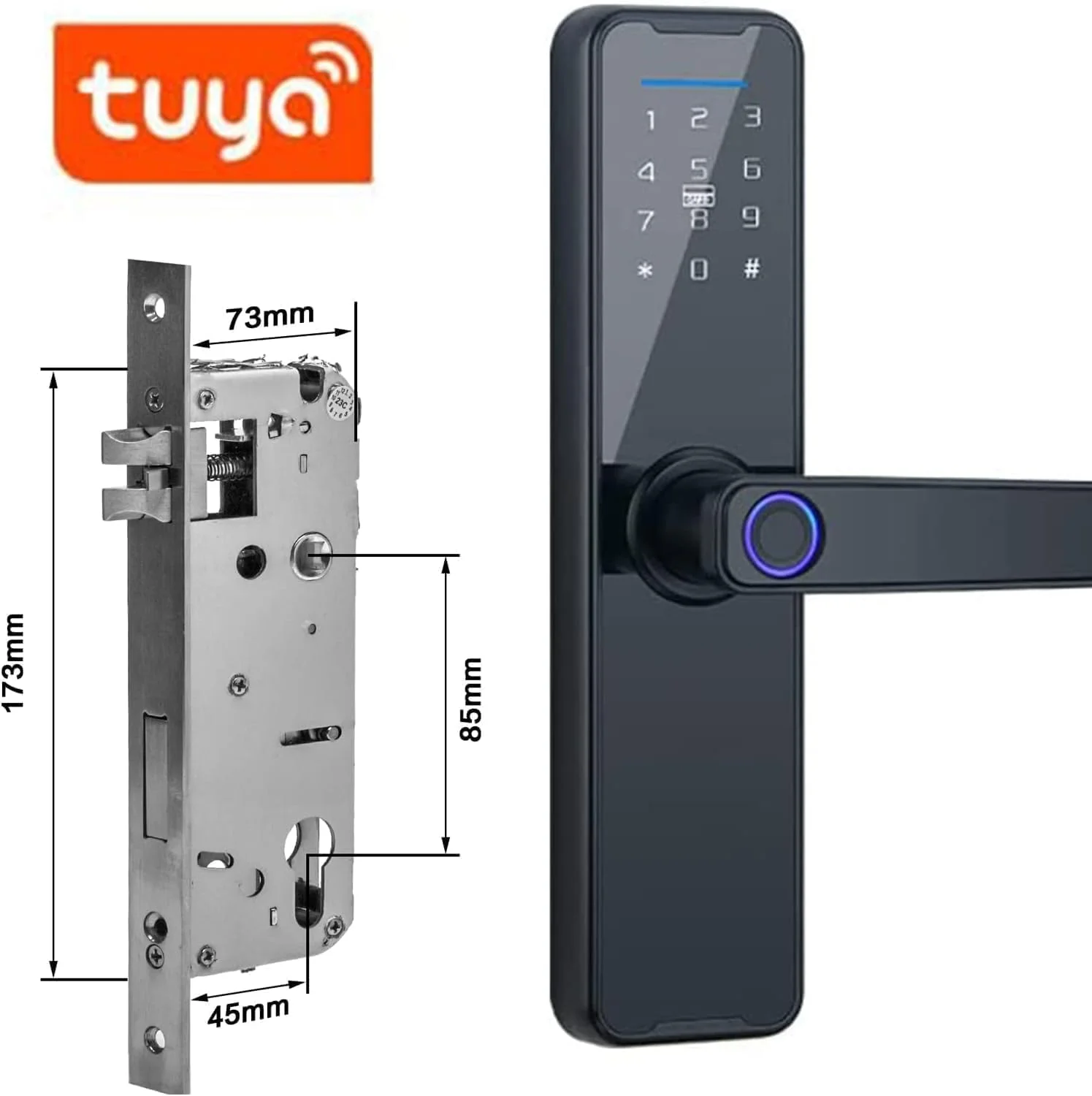 قفل درب اثر انگشتی الکترونیکی، باز کردن قفل با اثر انگشت، کد، کارت، کلید. قفل دستگیره دیجیتال هوشمند برای Tuya (مورتز 4585) قفل درب اثر انگشتی الکترونیکی، باز کردن قفل با اثر انگشت، کد، کارت، کلید. قفل دستگیره دیجیتال هوشمند برای Tuya (مورتز 4585)