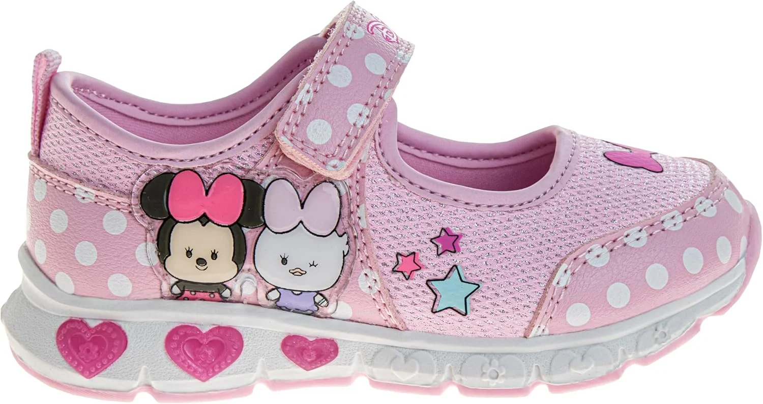 صندل های مری جین دیزنی پرنسس و مینی موس دخترانه - کفش های گلدار بند دار چراغ دار دخترانه - سایز کودک نوپا تا بچه های کوچک