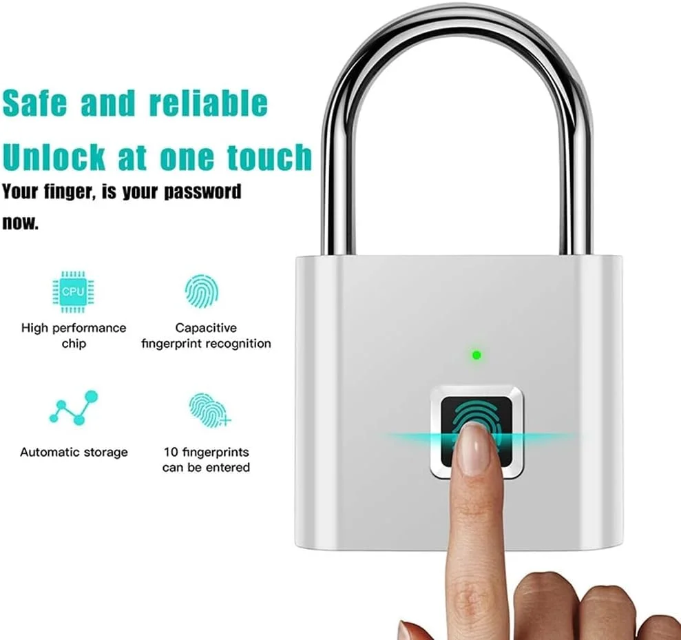 قفل اثر انگشتی Beauenty، ضد آب، بدون کلید، ضد سرقت، قفل دیجیتال امنیتی قابل حمل برای کمد، باشگاه، درب، چمدان، کیف، کیف دستی، کمد لباس (نقره ای) قفل اثر انگشتی Beauenty، ضد آب، بدون کلید، ضد سرقت، قفل دیجیتال امنیتی قابل حمل برای کمد، باشگاه، درب، چمدان، کیف، کیف دستی، کمد لباس (نقره ای)