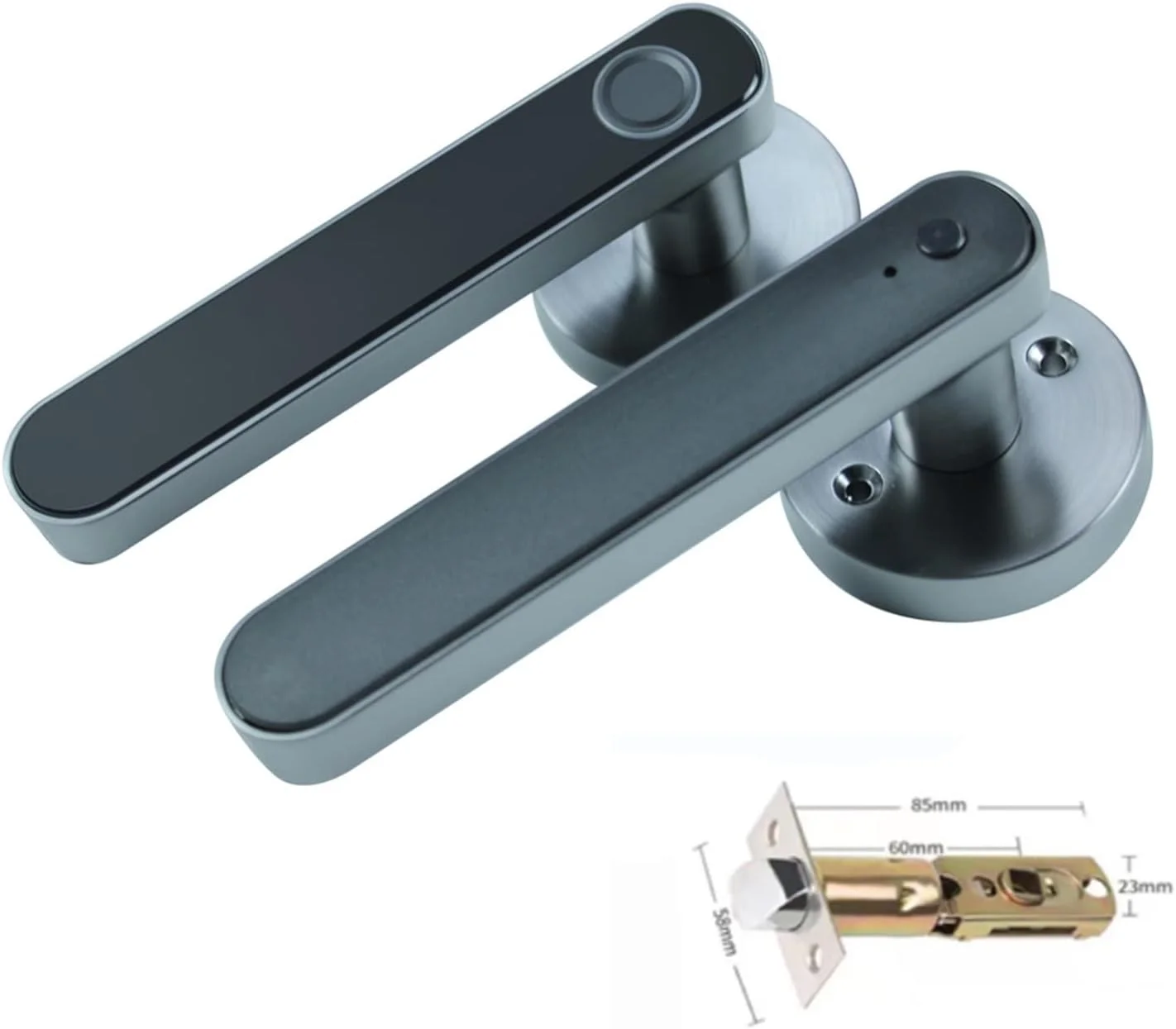 قفل درب اثر انگشتی gxyglsgysgjs Tuya بلوتوثی دیجیتال الکترونیکی هوشمند، قفل درب بیومتریک اثر انگشتی، دستگیره بدون کلید دیجیتال رمز عبور، دستگیره بالابر هوشمند برای قفل کردن (خاکستری)