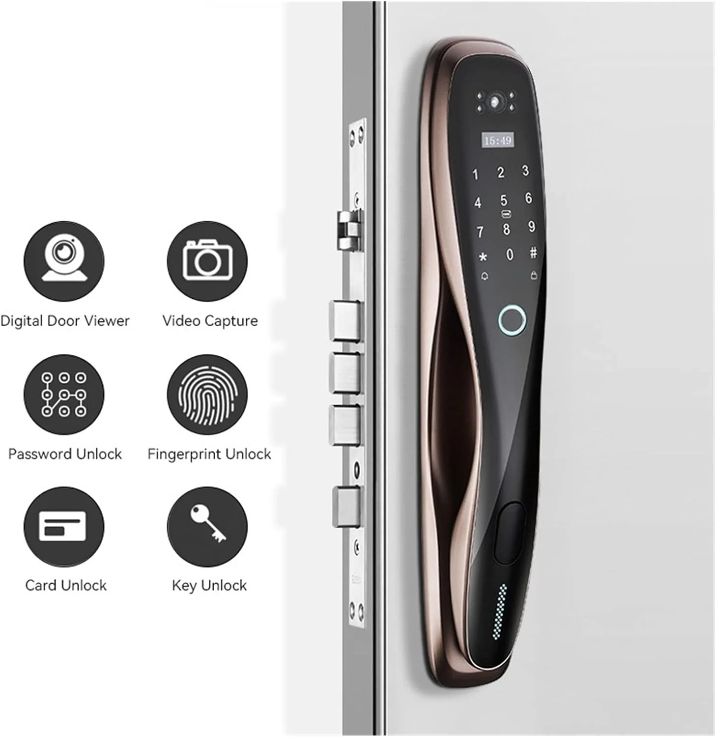 دستگیره هوشمند درب GZDodek قفل هوشمند اثر انگشتی دیجیتال وای فای صفحه نمایش متصل به موبایل (نقره ای) دستگیره هوشمند درب GZDodek قفل هوشمند اثر انگشتی دیجیتال وای فای صفحه نمایش متصل به موبایل (نقره ای)