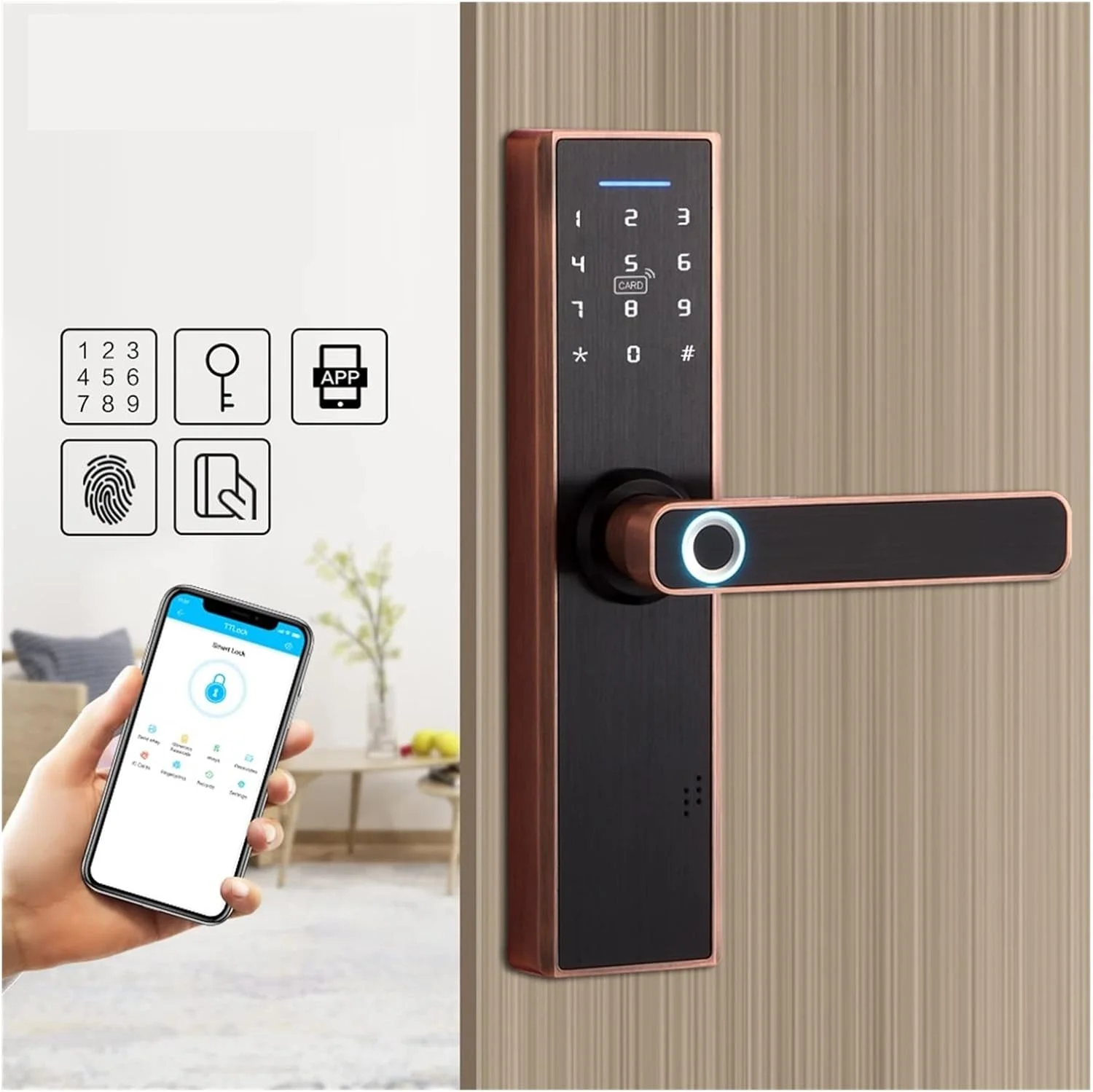 دستگیره هوشمند درب GZDodek با قابلیت کنترل از طریق اپلیکیشن WiFi، قفل اثر انگشتی هوشمند درب، قفل الکترونیکی درب، قفل درب دیجیتال هوشمند بلوتوثی با صفحه کلید و بدون کلید (3585 کشویی) دستگیره هوشمند درب GZDodek با قابلیت کنترل از طریق اپلیکیشن WiFi، قفل اثر انگشتی هوشمند درب، قفل الکترونیکی درب، قفل درب دیجیتال هوشمند بلوتوثی با صفحه کلید و بدون کلید (3585 کشویی)