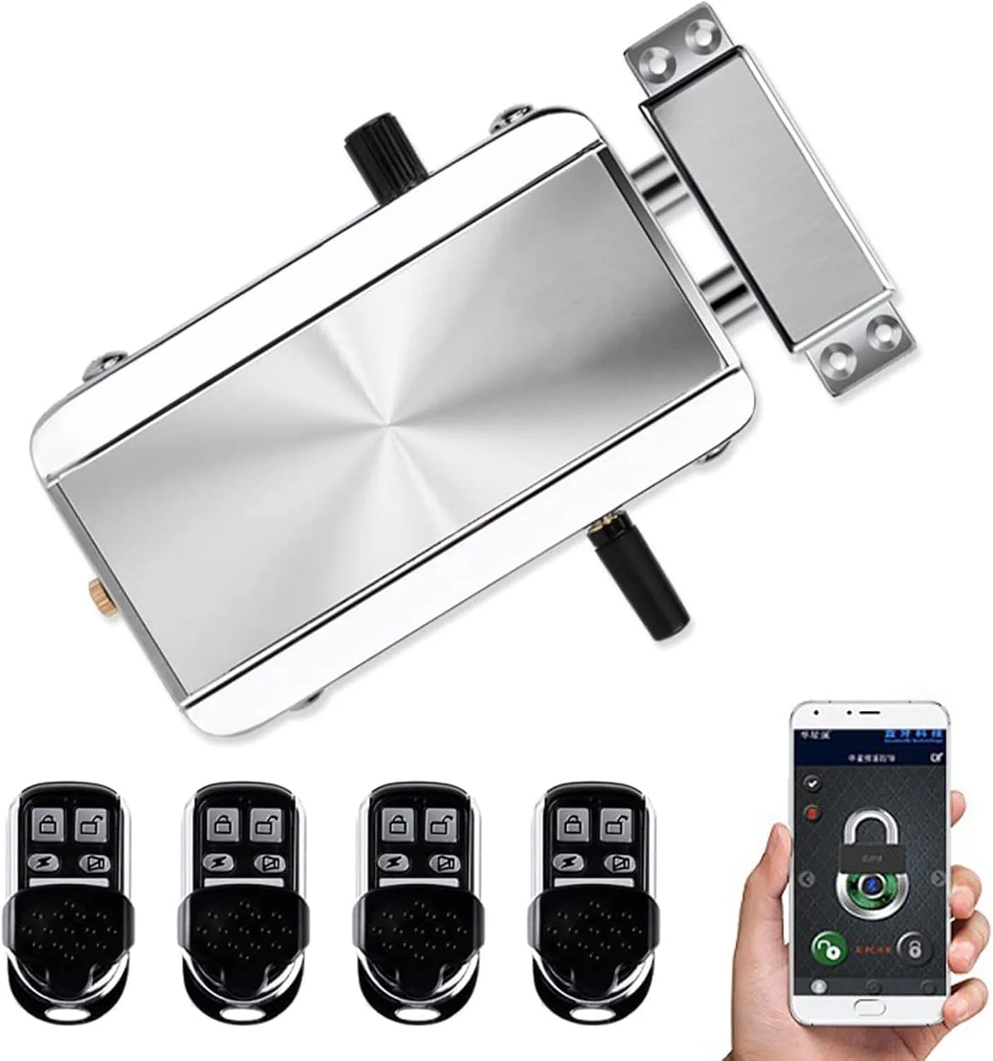 قفل درب الکترونیکی Huazzzyi، قفل درب از راه دور ضد سرقت آلیاژ روی، قفل ضد سرقت با کنترل از راه دور، سیستم کنترل دسترسی ضد سرقت به همراه 4 ریموت کنترل