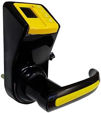 قفل درب هوشمند INWWUH، قفل درب بیومتریک اثر انگشت، قفل رمز عبور دیجیتال بدون کلید هوشمند چند منظوره و ایمن (مشکی زرد)