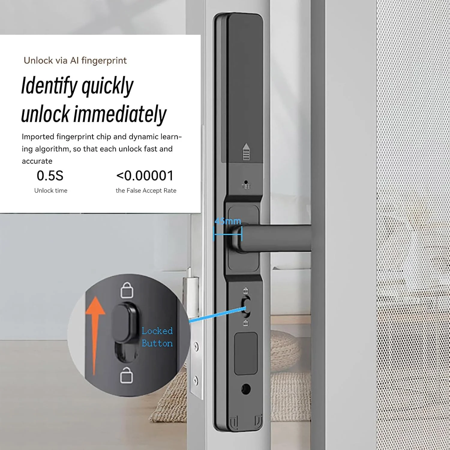 قفل درب اثر انگشتی HIFAM، قفل درب هوشمند با کنترل برنامه TUYA به همراه دستگیره، قفل درب دیجیتال الکترونیکی با صفحه کلید با 5 روش باز کردن