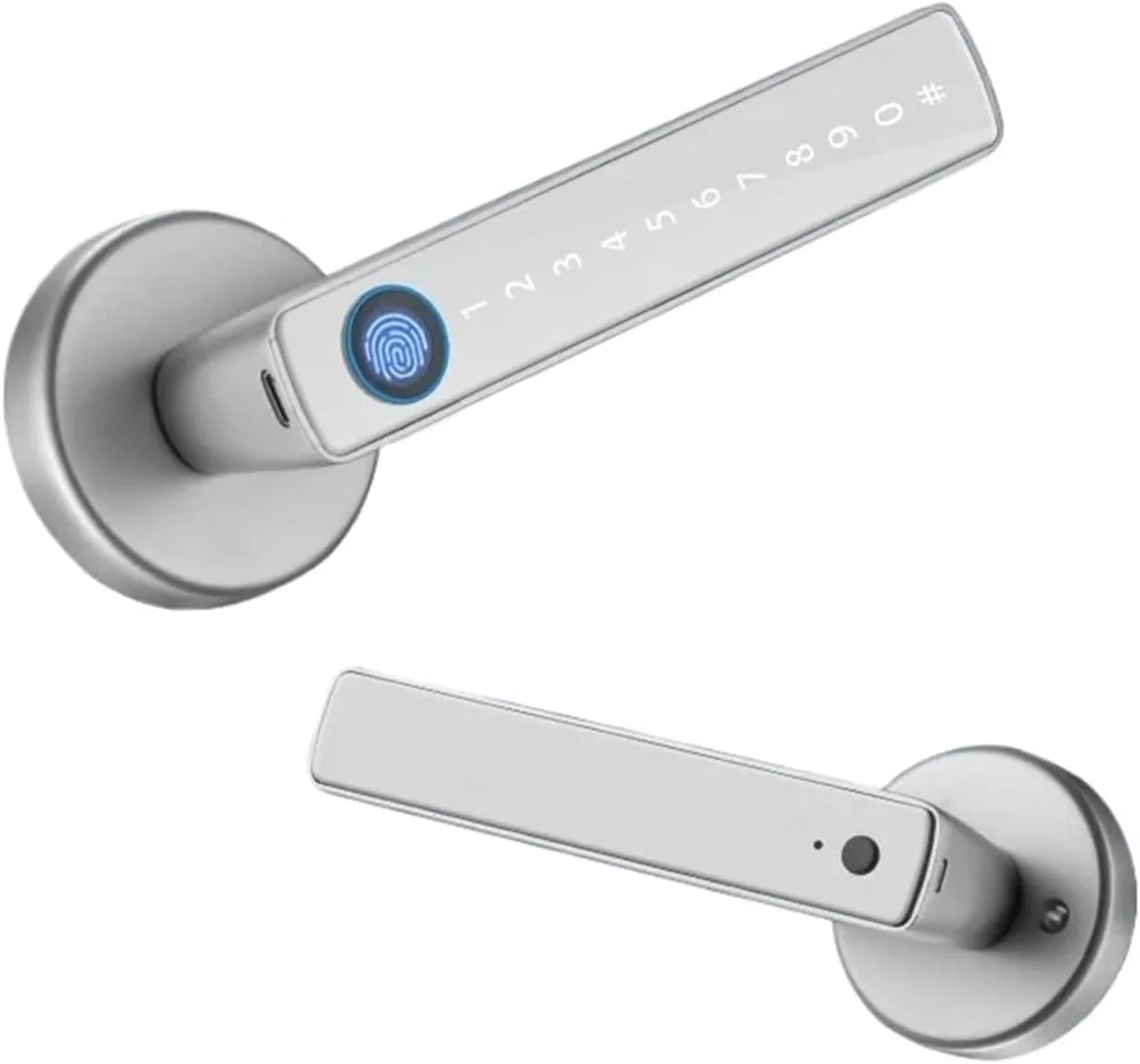 قفل درب هوشمند، دستگیره قفل درب هوشمند با کارت کلید اثر انگشت قفل درب دیجیتال صفحه کلید قفل الکترونیکی (سفید)