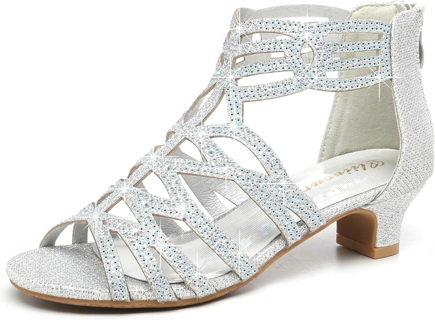 صندل پاشنه بلند مجلسی دخترانه کلیوور، کفش پرنسسی اکلیلی مناسب عروسی، مهمانی و گل دختر بچه گانه