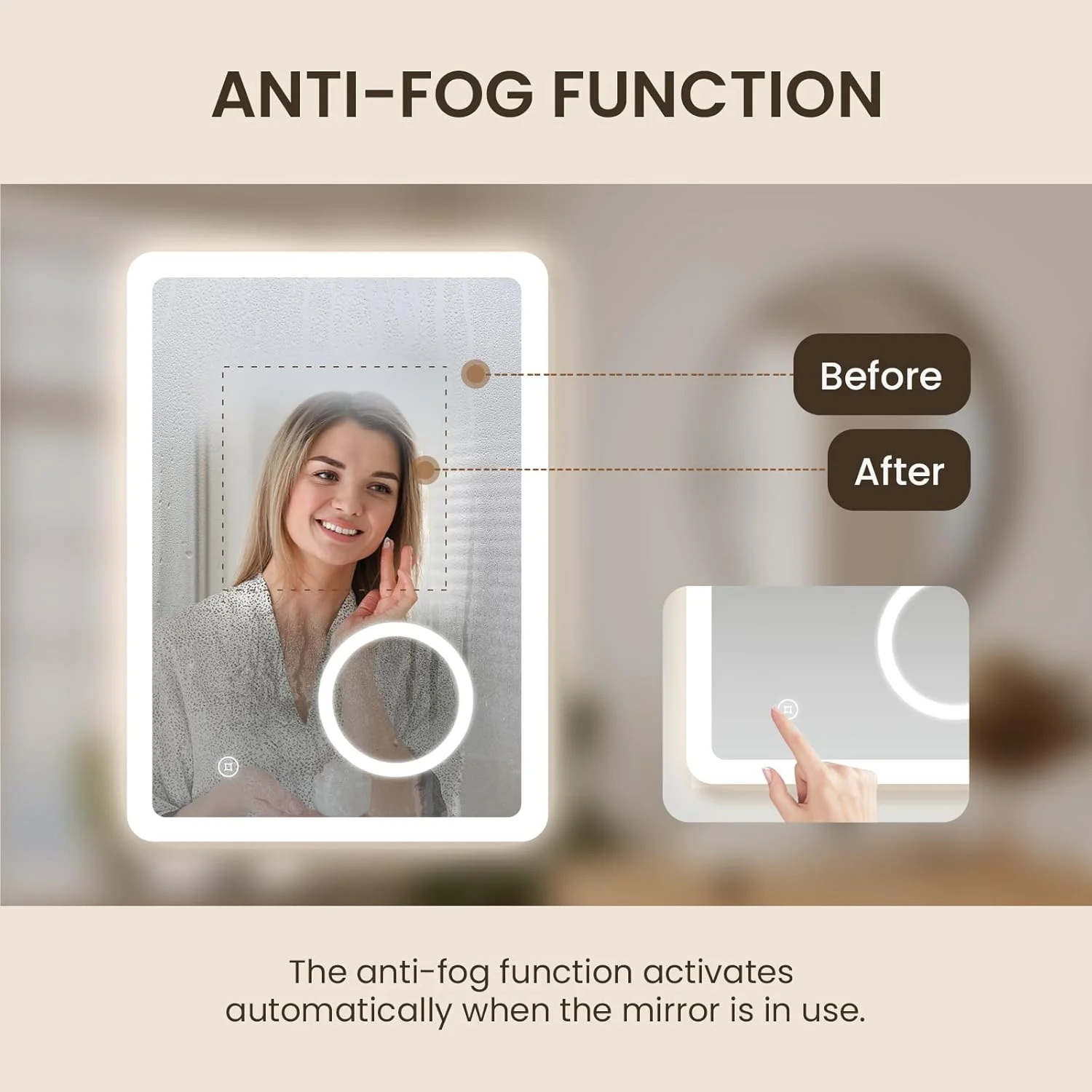 آینه حمام ال ای دی EMKE با چراغ و پریز ریش تراش، 50 در 70 سانتی متر، آینه حمام روشن با پریز ایمنی/ضد بخار/قابل تنظیم نور، آینه های دارای نور پس زمینه ال ای دی برای حمام، عمودی، سیم کشی شده، IP44 آینه حمام ال ای دی EMKE با چراغ و پریز ریش تراش، 50 در 70 سانتی متر، آینه حمام روشن با پریز ایمنی/ضد بخار/قابل تنظیم نور، آینه های دارای نور پس زمینه ال ای دی برای حمام، عمودی، سیم کشی شده، IP44