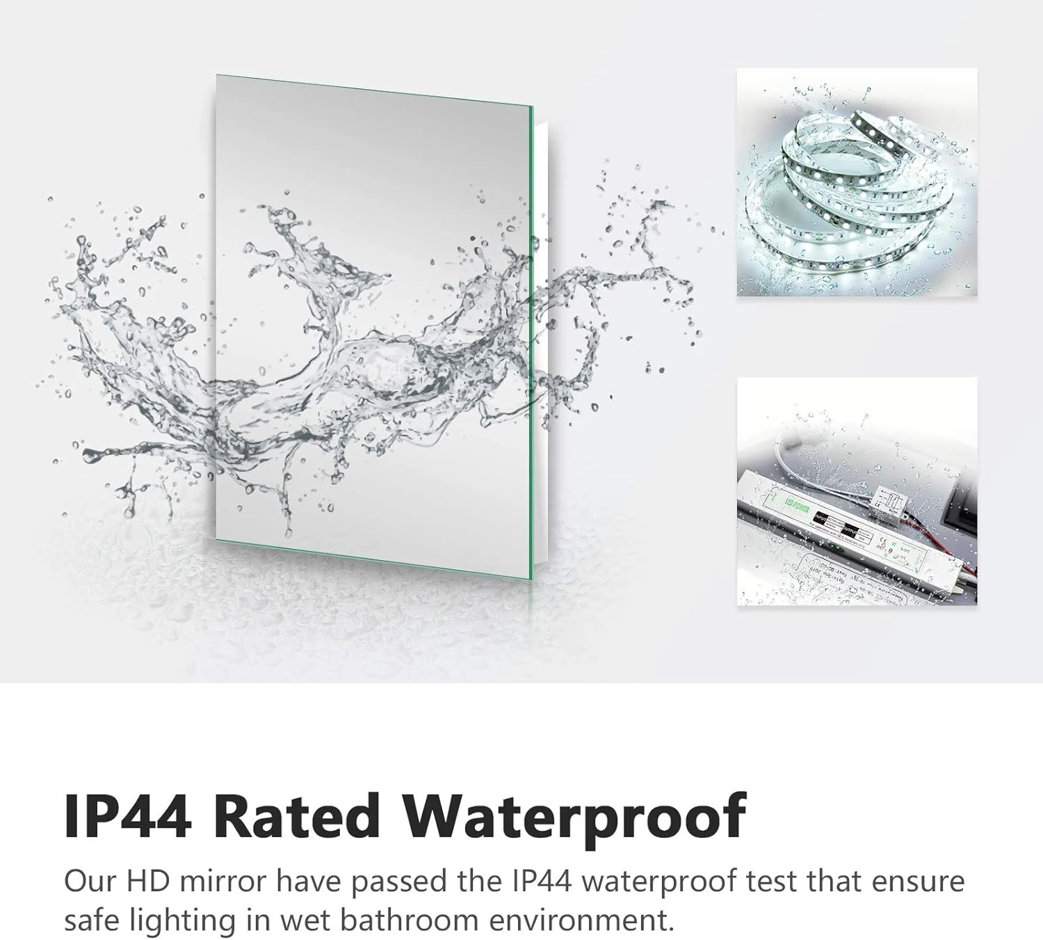 آینه حمام ال ای دی دار EMKE ابعاد 60 در 80 سانتی متر، آینه دیواری کلاسیک روشن با نور پس زمینه، دارای ضد بخار/ دیمر/ کلید لمسی، سیم کشی شده، IP44 آینه حمام ال ای دی دار EMKE ابعاد 60 در 80 سانتی متر، آینه دیواری کلاسیک روشن با نور پس زمینه، دارای ضد بخار/ دیمر/ کلید لمسی، سیم کشی شده، IP44