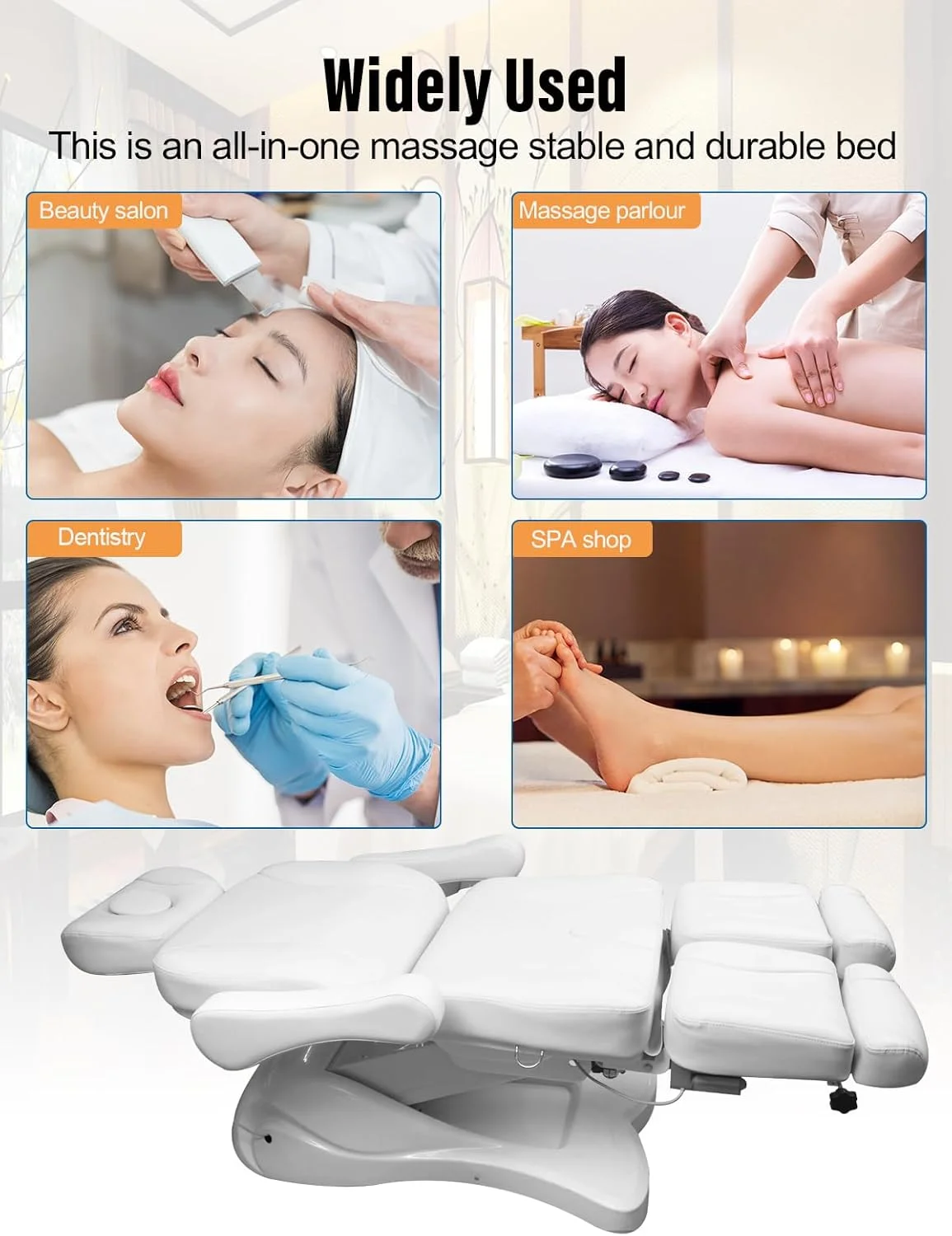 صندلی پدیکور برقی کامل 4 موتوره زیبایی MEISHIDA، صندلی ماساژ صورت، صندلی دندانپزشکی زیبایی، صندلی تختخواب چند منظوره برای تجهیزات اسپا سالن