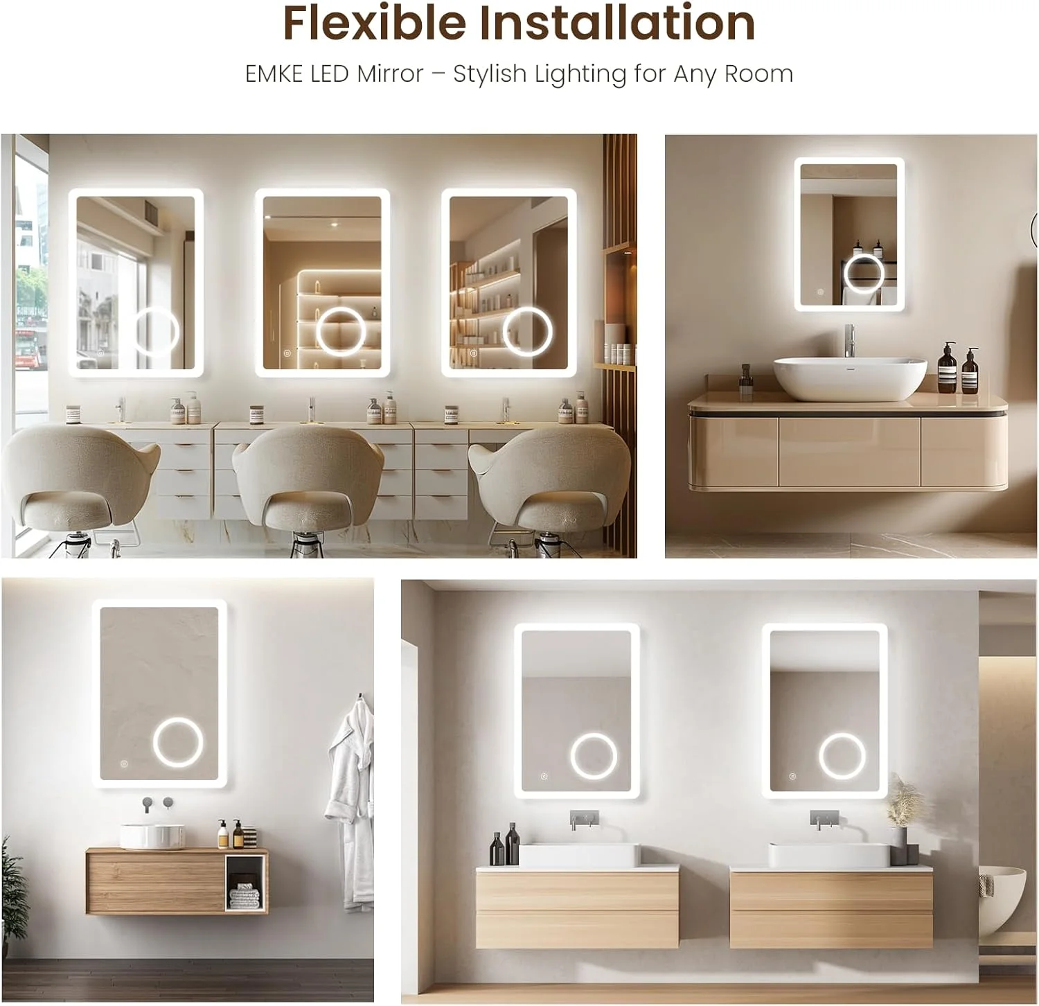 آینه حمام ال ای دی EMKE با چراغ و پریز ریش تراش، 50 در 70 سانتی متر، آینه حمام روشن با پریز ایمنی/ضد بخار/قابل تنظیم نور، آینه های دارای نور پس زمینه ال ای دی برای حمام، عمودی، سیم کشی شده، IP44 آینه حمام ال ای دی EMKE با چراغ و پریز ریش تراش، 50 در 70 سانتی متر، آینه حمام روشن با پریز ایمنی/ضد بخار/قابل تنظیم نور، آینه های دارای نور پس زمینه ال ای دی برای حمام، عمودی، سیم کشی شده، IP44