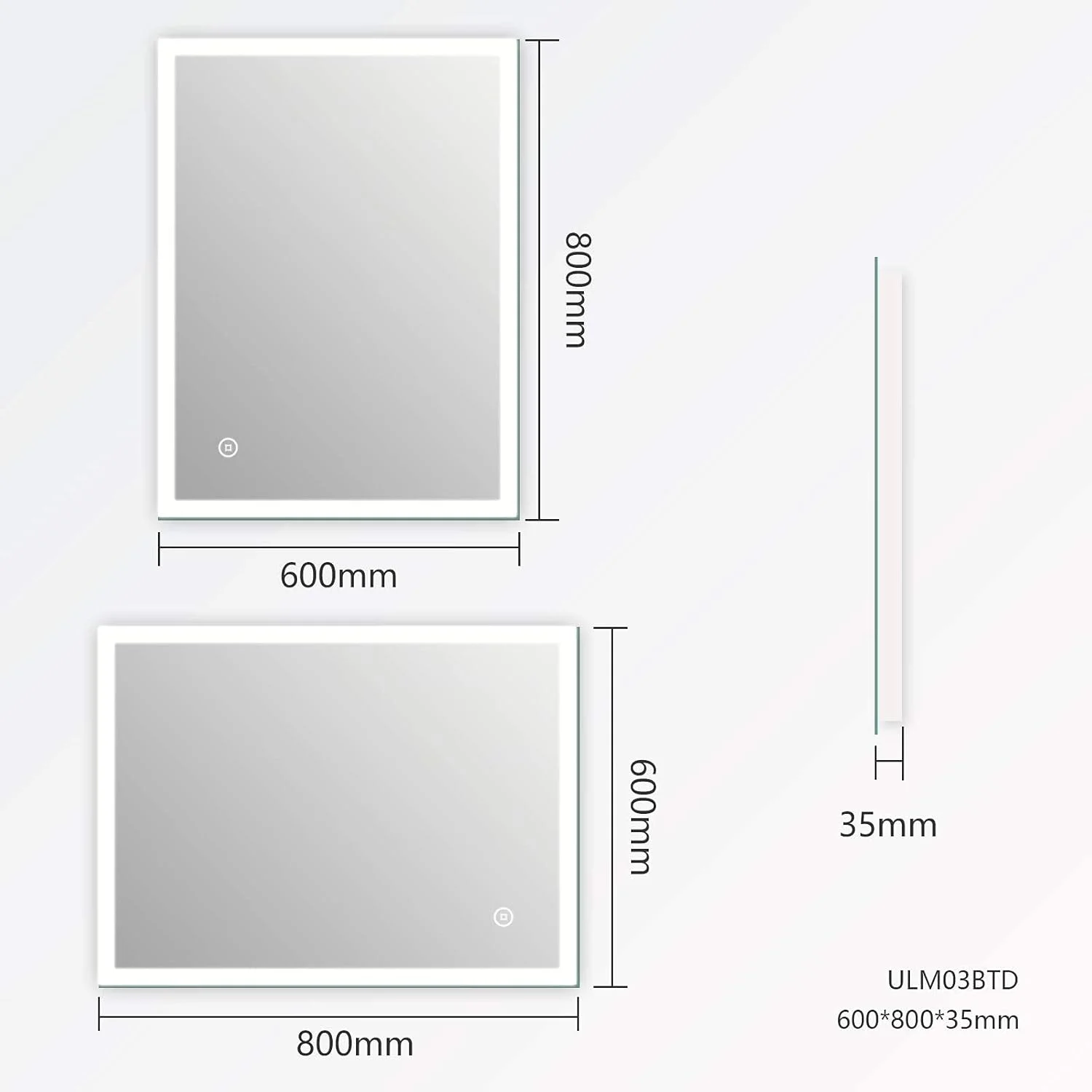 آینه حمام ال ای دی دار EMKE ابعاد 60 در 80 سانتی متر، آینه دیواری کلاسیک روشن با نور پس زمینه، دارای ضد بخار/ دیمر/ کلید لمسی، سیم کشی شده، IP44 آینه حمام ال ای دی دار EMKE ابعاد 60 در 80 سانتی متر، آینه دیواری کلاسیک روشن با نور پس زمینه، دارای ضد بخار/ دیمر/ کلید لمسی، سیم کشی شده، IP44