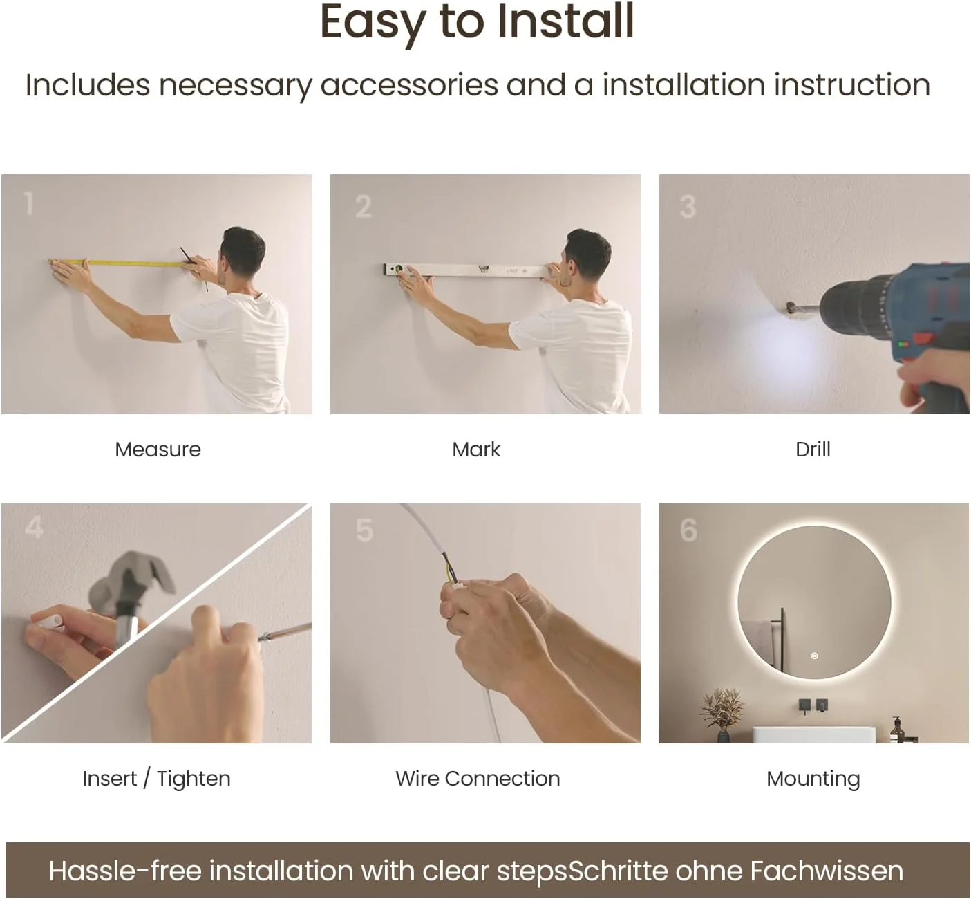 آینه گرد حمام ال ای دی EMKE با قطر 800 میلی متر، آینه حمام ال ای دی با نور پس زمینه، آینه های هوشمند 6000K، دیمر دار، عملکرد حافظه، کنترل لمسی، شیشه سکوریت، IP44 آینه گرد حمام ال ای دی EMKE با قطر 800 میلی متر، آینه حمام ال ای دی با نور پس زمینه، آینه های هوشمند 6000K، دیمر دار، عملکرد حافظه، کنترل لمسی، شیشه سکوریت، IP44