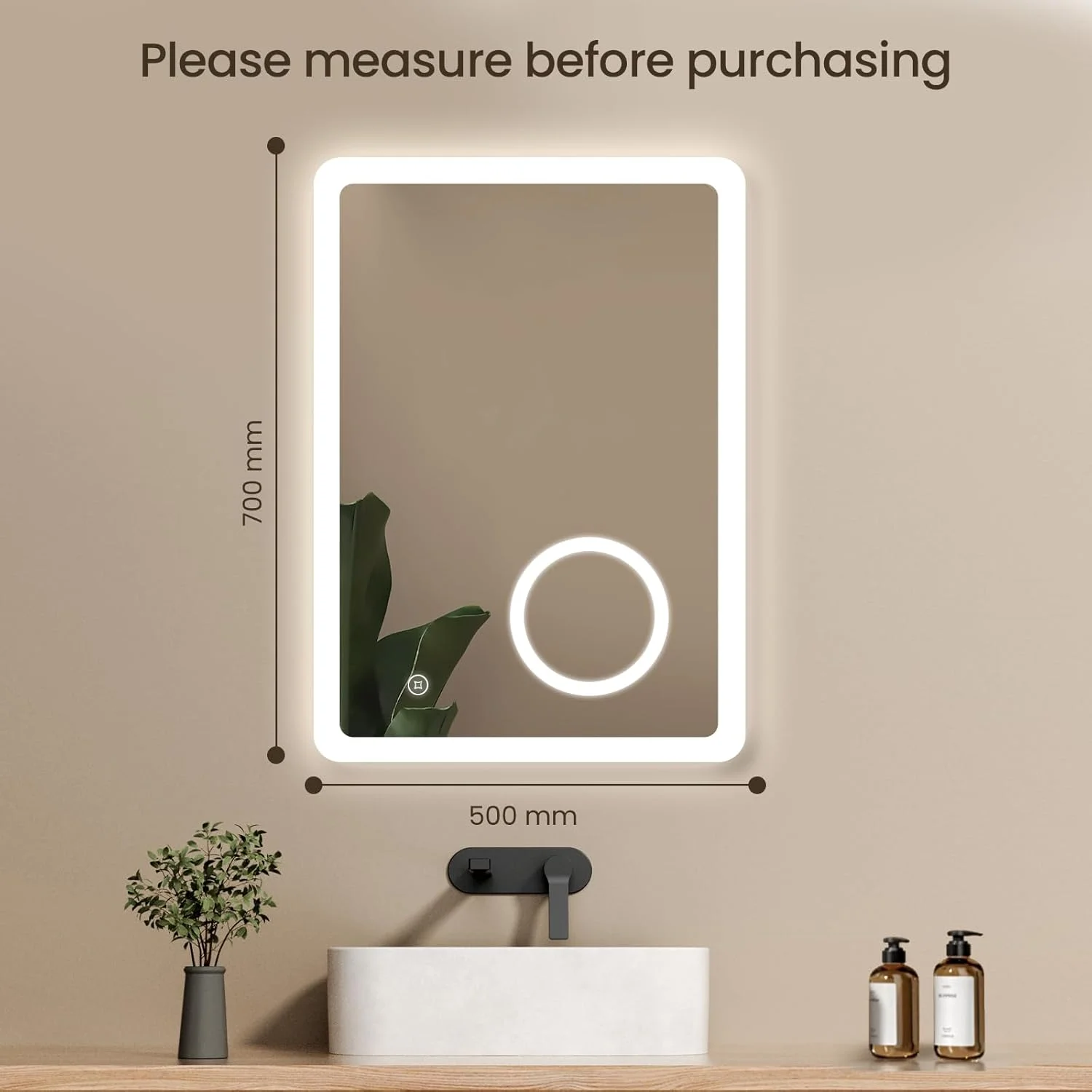 آینه حمام ال ای دی EMKE با چراغ و پریز ریش تراش، 50 در 70 سانتی متر، آینه حمام روشن با پریز ایمنی/ضد بخار/قابل تنظیم نور، آینه های دارای نور پس زمینه ال ای دی برای حمام، عمودی، سیم کشی شده، IP44 آینه حمام ال ای دی EMKE با چراغ و پریز ریش تراش، 50 در 70 سانتی متر، آینه حمام روشن با پریز ایمنی/ضد بخار/قابل تنظیم نور، آینه های دارای نور پس زمینه ال ای دی برای حمام، عمودی، سیم کشی شده، IP44