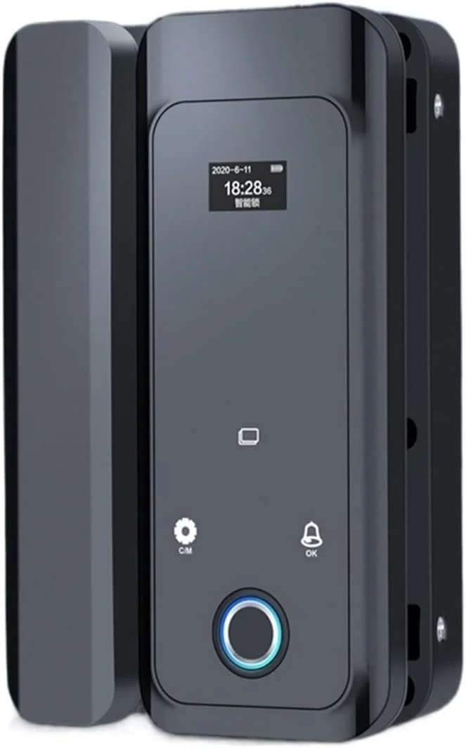 قفل هوشمند LOCZEK، قفل اثر انگشت بیومتریک بدون سیم کشی، قفل درب هوشمند دیجیتال برای درب های شیشه ای کشویی بدون قاب، درب های چوبی اداری الکترونیکی، قفل هوشمند، قفل درب ورودی (رنگ: درب دوبل 3