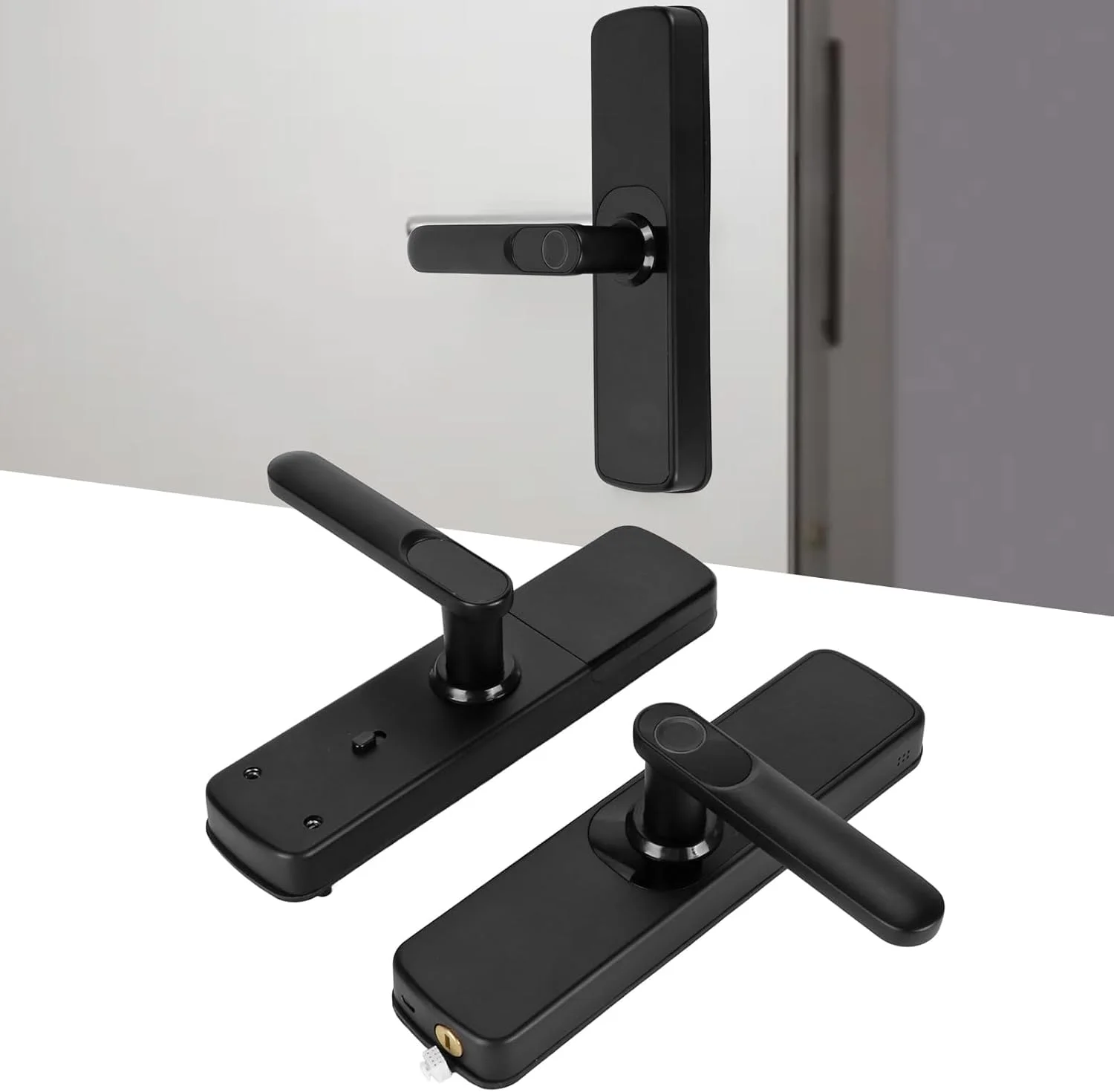 قفل هوشمند Luqeeg، قفل درب بدون کلید 5 در 1، قفل درب صفحه کلید دار، قفل درب اثر انگشتی، قفل درب بیومتریک، کنترل از راه دور برنامه، قفل هوشمند درب جلو، قفل درب دیجیتال