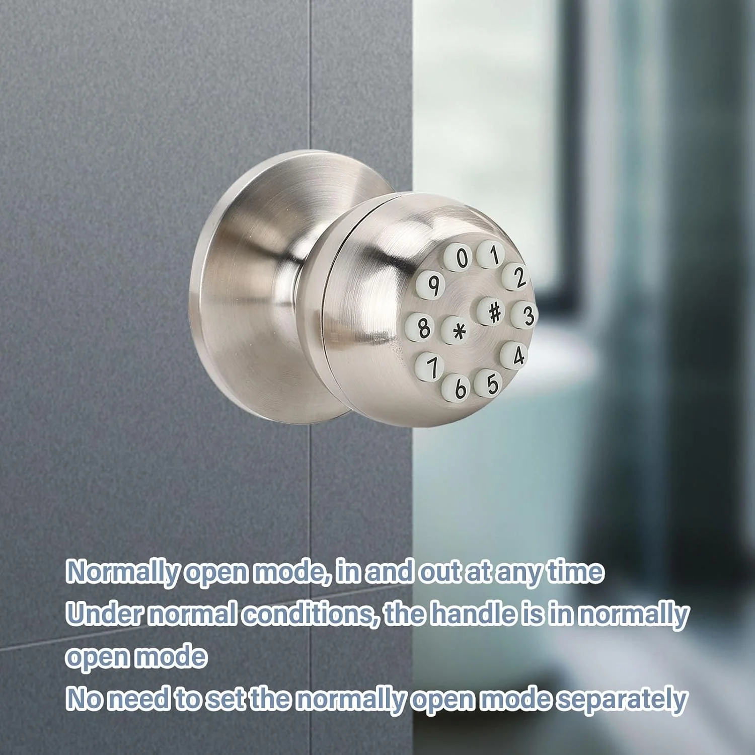 دستگیره درب رمزدار Luocute، دستگیره درب رمزدار با قفل و کلید، دستگیره گرد دیجیتال با دسته ضد لغزش نصب آسان برای درب های با ضخامت 35 تا 55 میلی متر، 45 کاربر