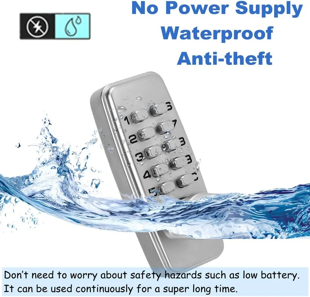 قفل رمز دیجیتال، قفل درب مکانیکی با رمز دیجیتال، قفل درب بدون کلید، قفل درب امنیتی، قفل صفحه کلید ضد آب با رمز عبور برای درب های داخلی/درب های بیرونی
