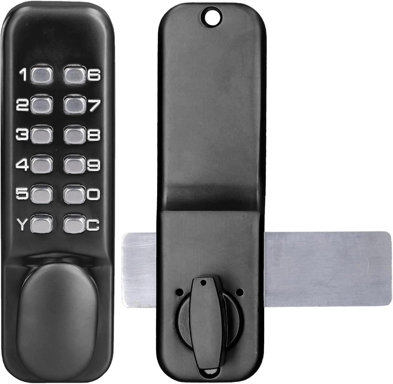 قفل ترکیبی مکانیکی، قفل درب دیجیتال مشکی، قفل مرده بند مکانیکی بدون کلید، کدهای ضد سرقت برای درب شیشه ای دو طرفه، قفل درب ورودی امنیتی با زبانه نگهدارنده